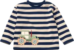 ALANA Langarmshirt mit Traktor-Applikation, blau + beige, Gr. 98