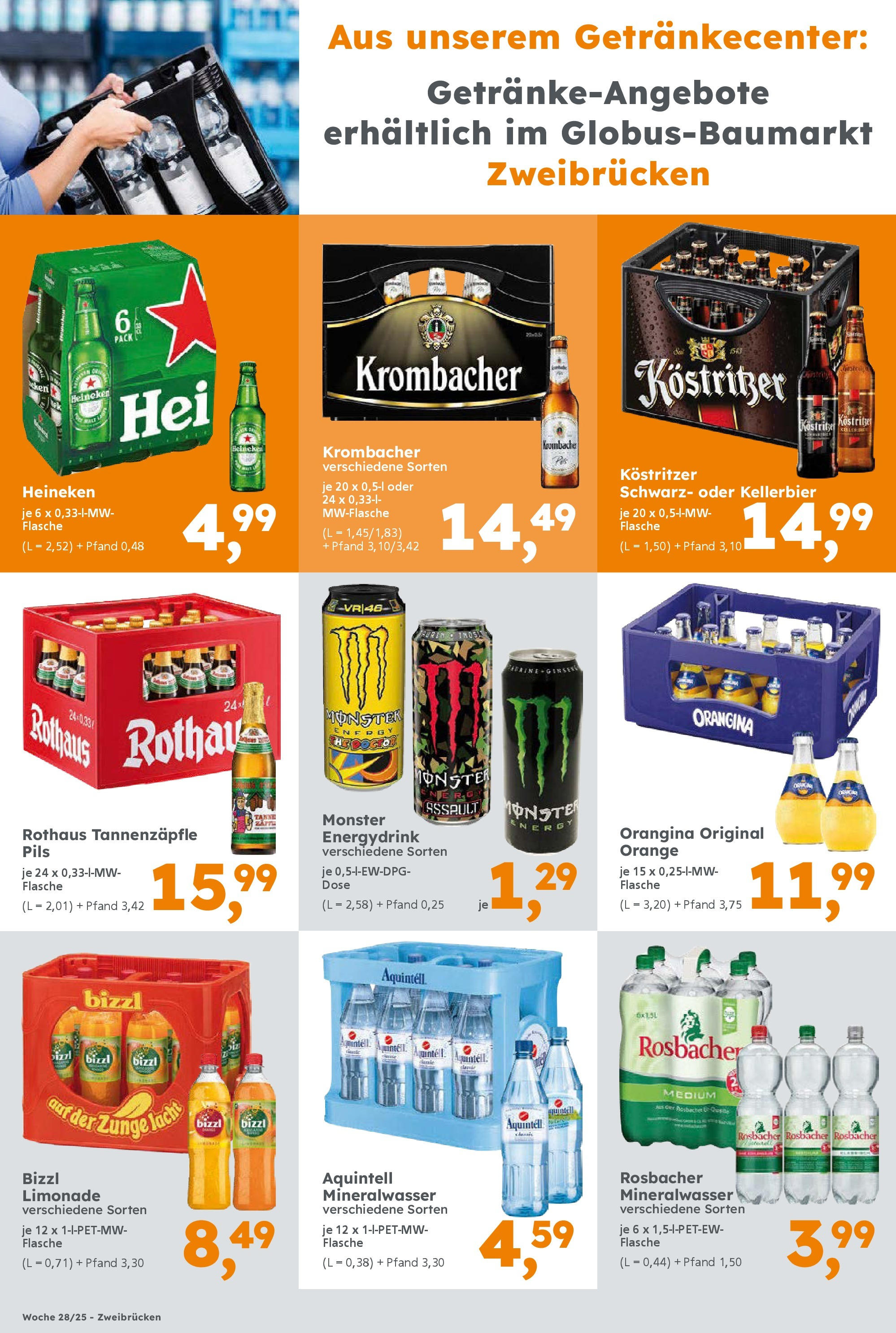 Globus Baumarkt prospekt Homburg	 (ab 06.07.2025) zum Blättern | Seite: 8 | Produkte: Energy, Limonade, Heineken, Monster
