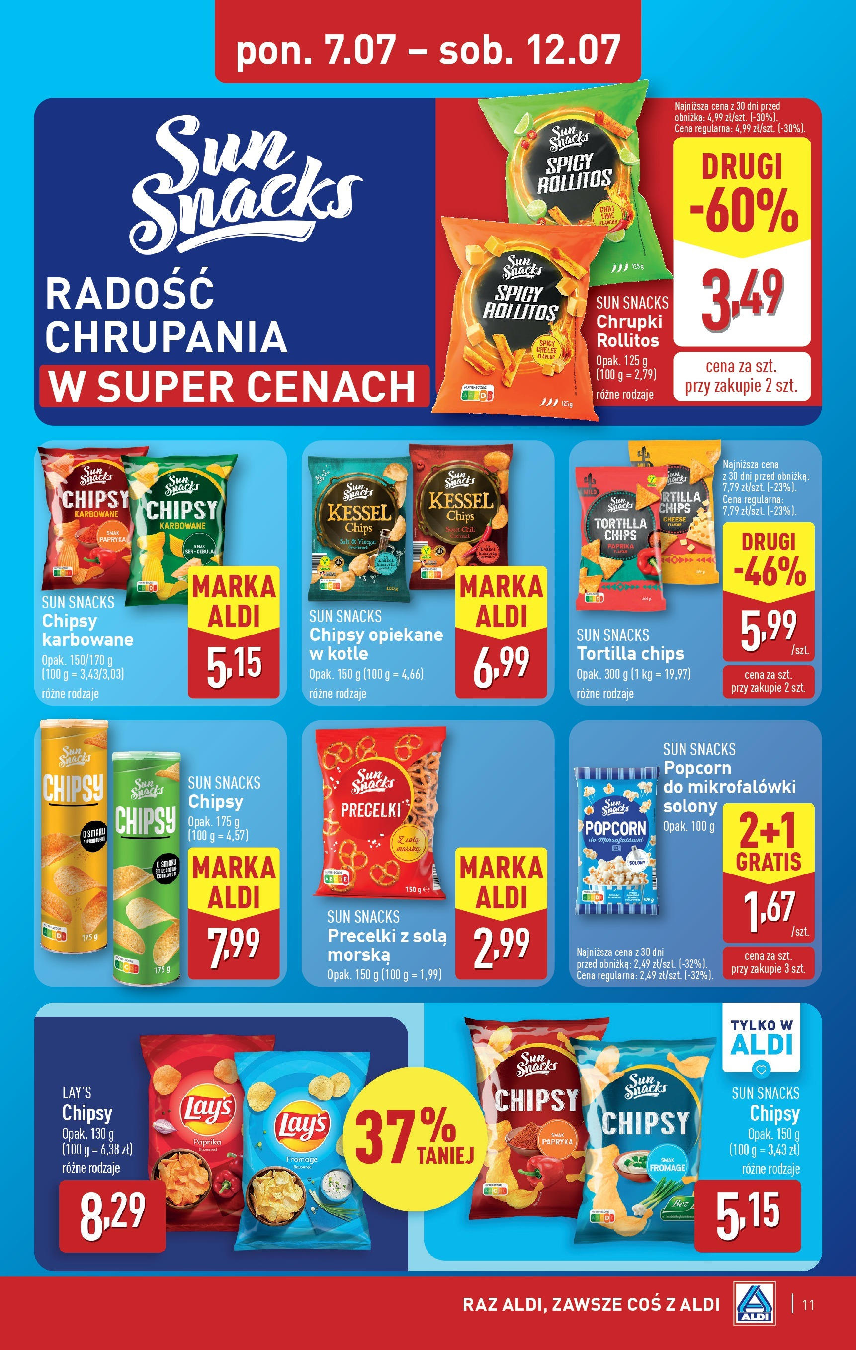 Aldi Gazetka od 07.07.2025 - Ulotka PDF, promocje | Strona: 11 | Produkty: Chipsy, Chrupki, Tortilla, Papryka