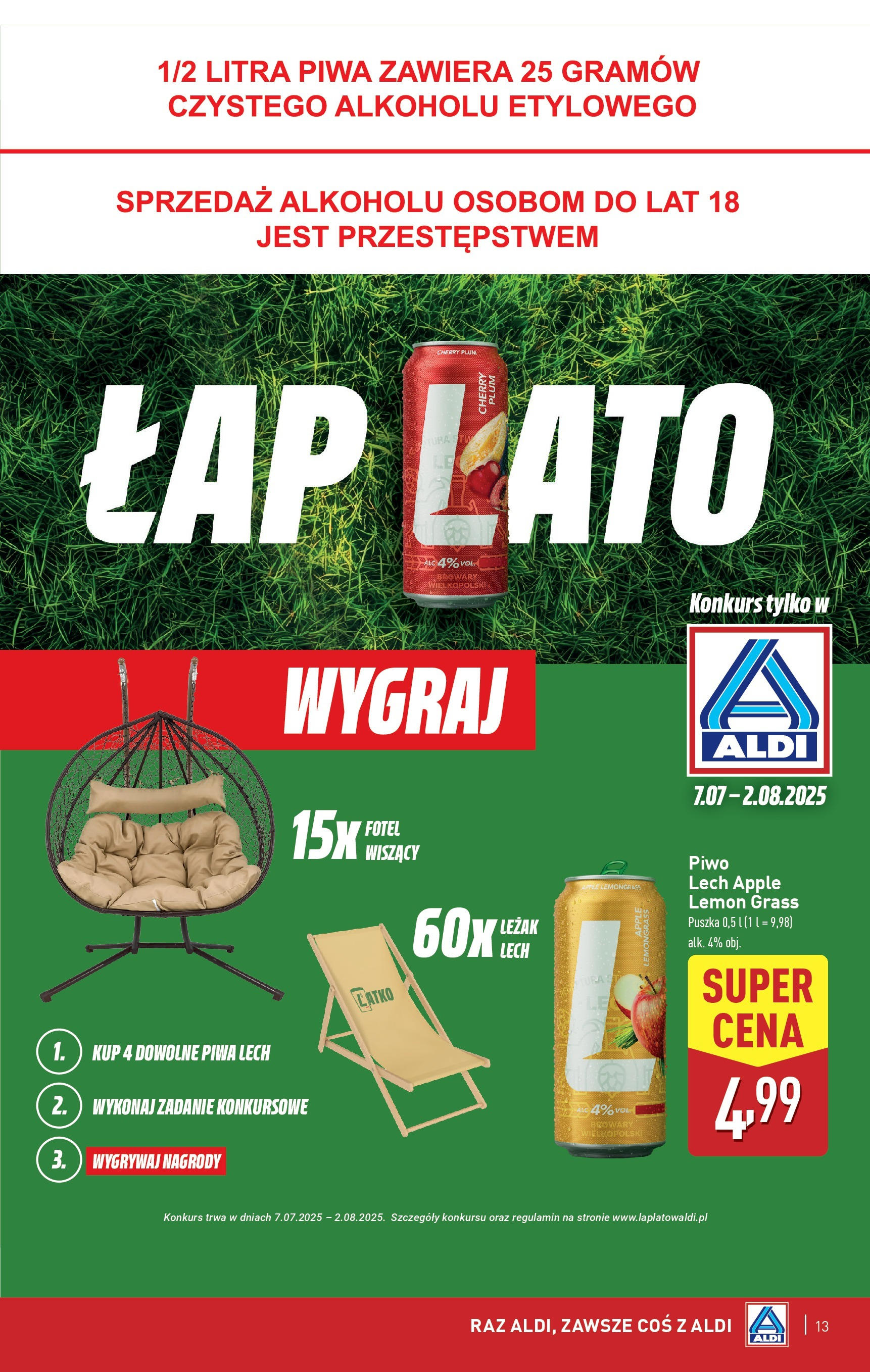 Aldi Gazetka od 07.07.2025 - Ulotka PDF, promocje | Strona: 13 | Produkty: Piwo