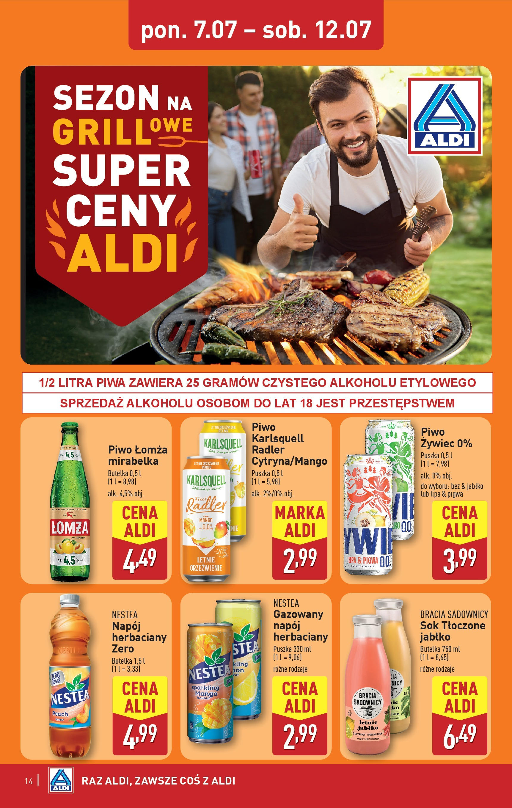 Aldi Gazetka od 07.07.2025 - Ulotka PDF, promocje | Strona: 14 | Produkty: Mango, Pigwa, Sok, Piwo