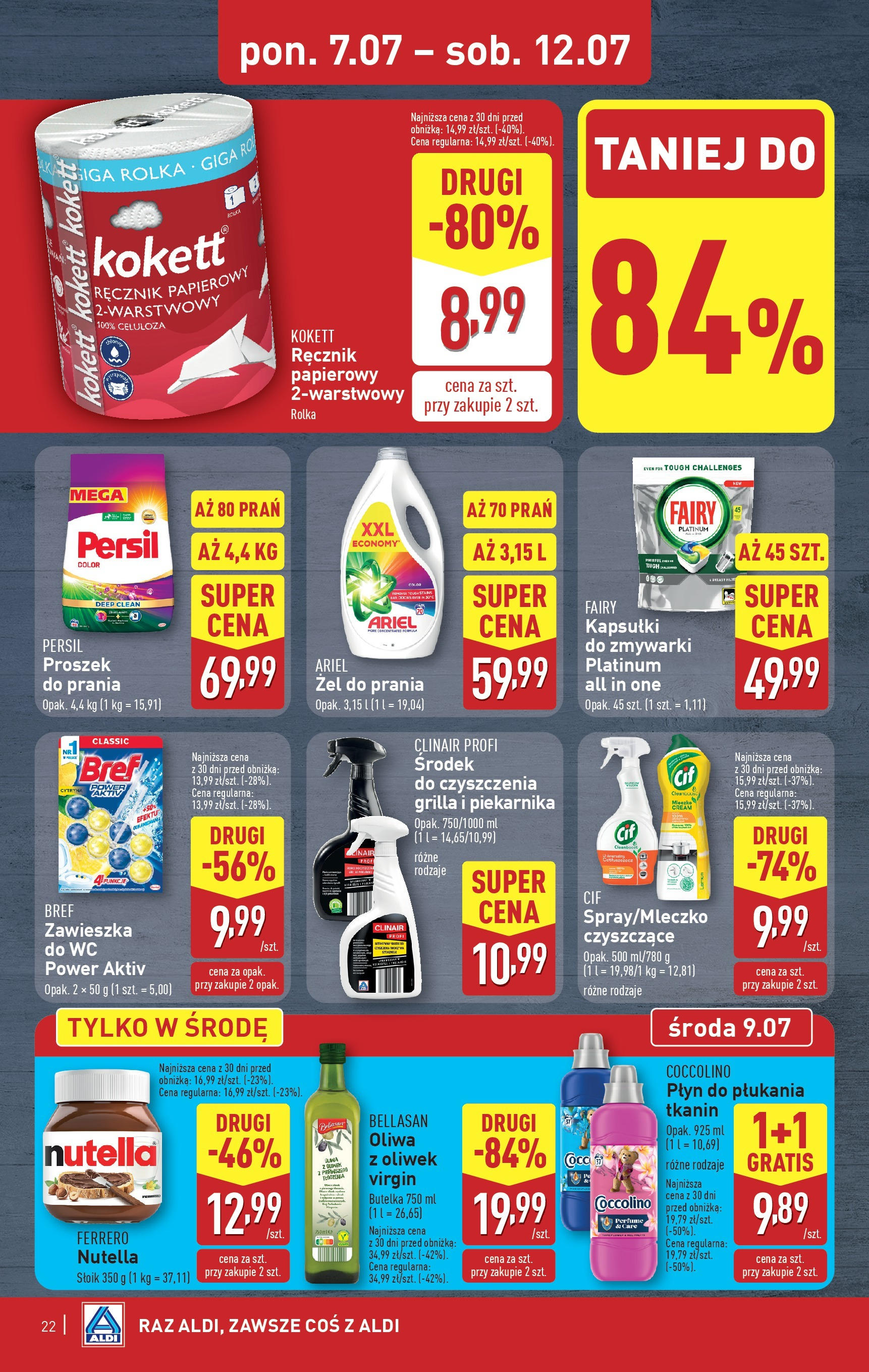 Aldi Gazetka od 07.07.2025 - Ulotka PDF, promocje | Strona: 22 | Produkty: Cytryna, Persil, Płyn do płukania tkanin, Ręcznik papierowy