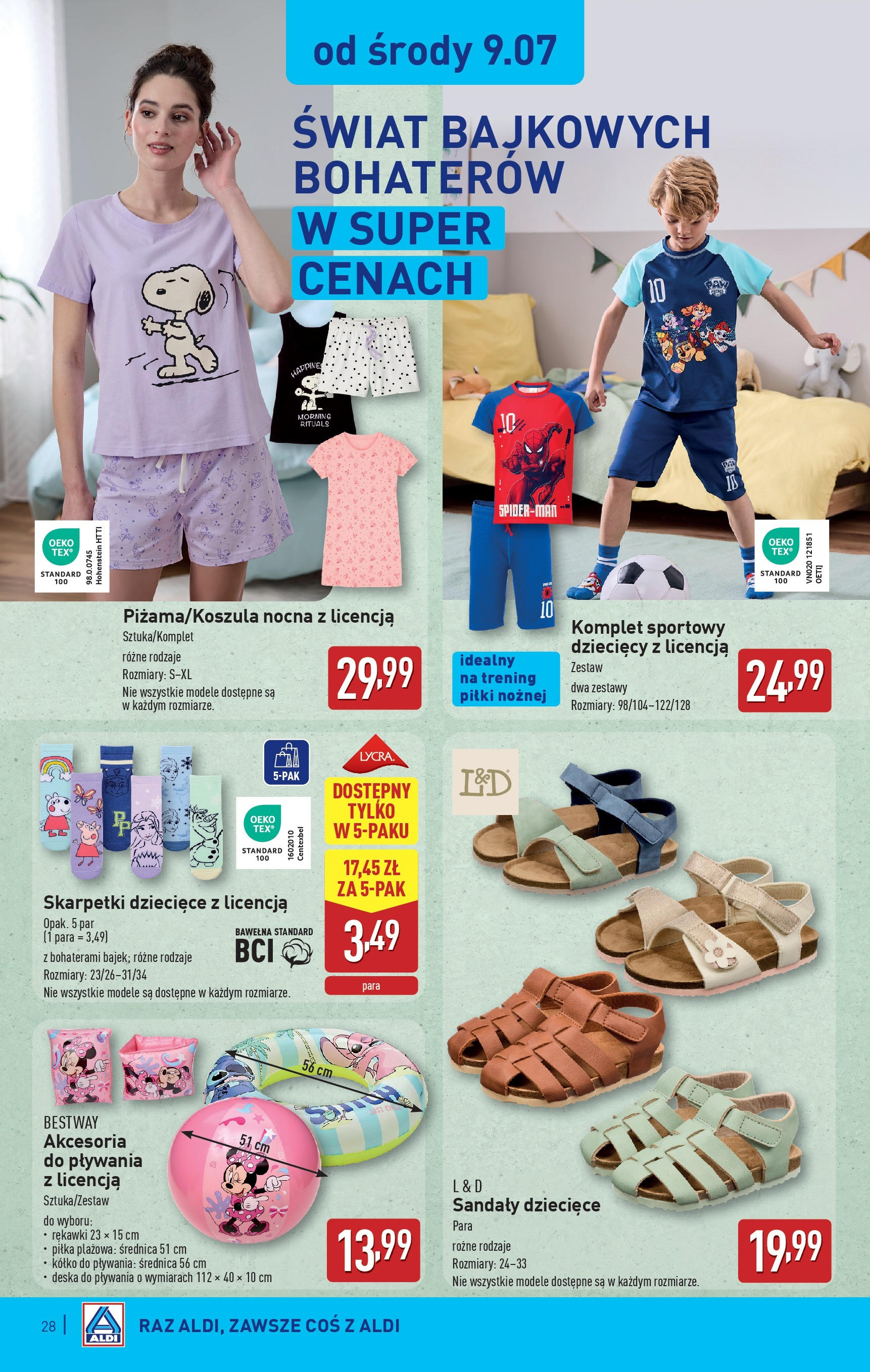 Aldi Gazetka od 07.07.2025 - Ulotka PDF, promocje | Strona: 28 | Produkty: Sandały, Skarpetki
