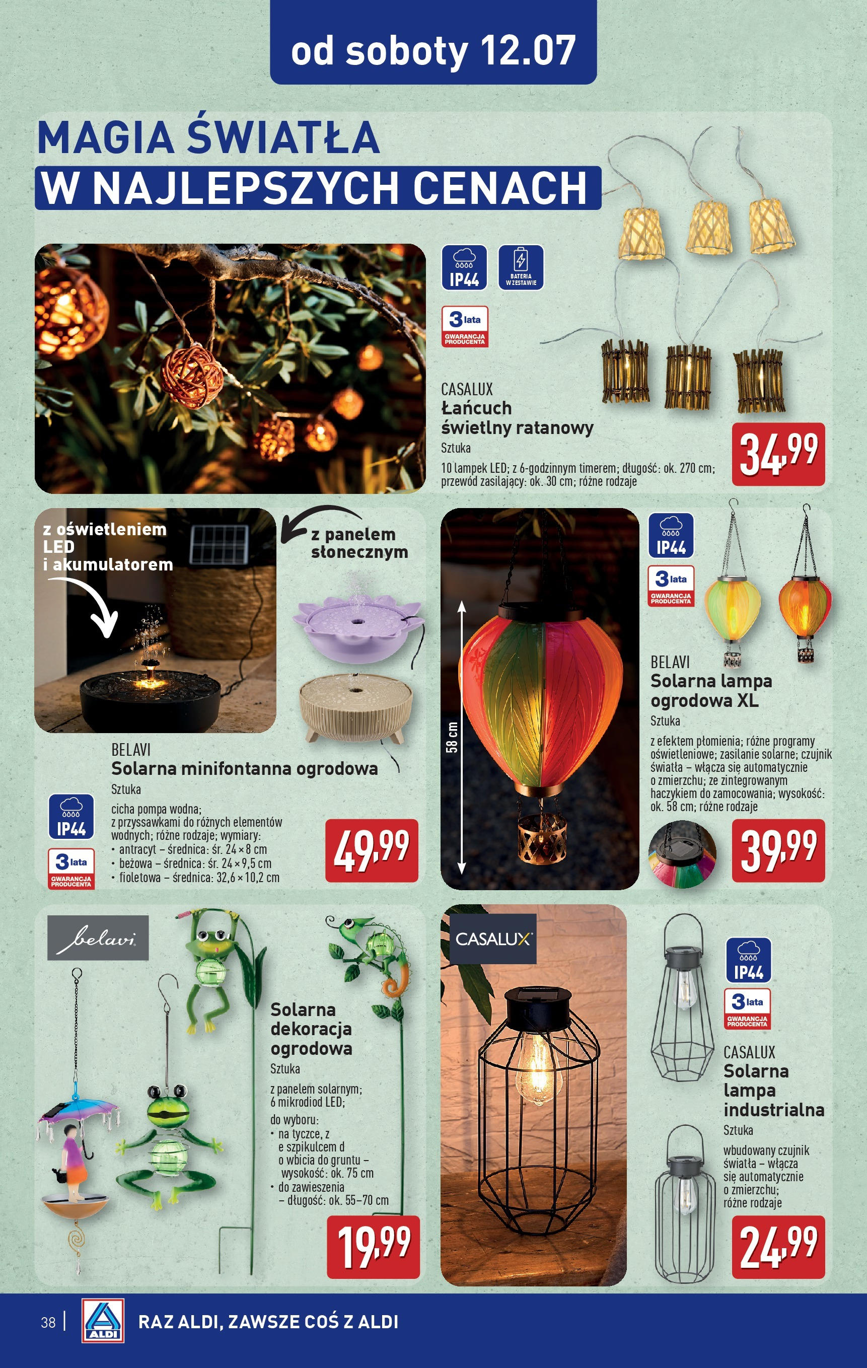Aldi Gazetka od 07.07.2025 - Ulotka PDF, promocje | Strona: 38 | Produkty: Lampa