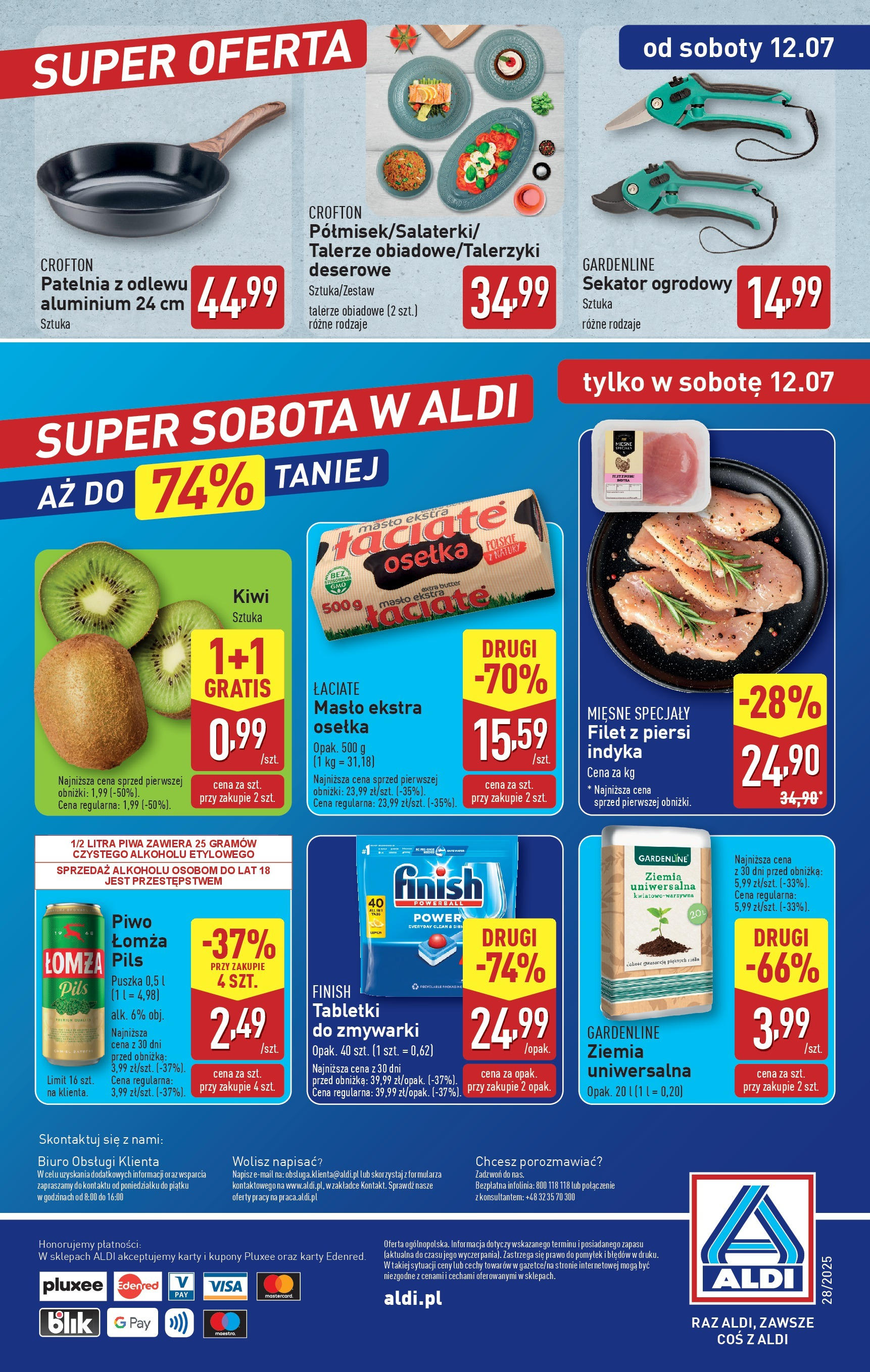 Aldi Gazetka od 07.07.2025 - Ulotka PDF, promocje | Strona: 40 | Produkty: Piersi, Piwo, Kiwi, Patelnia