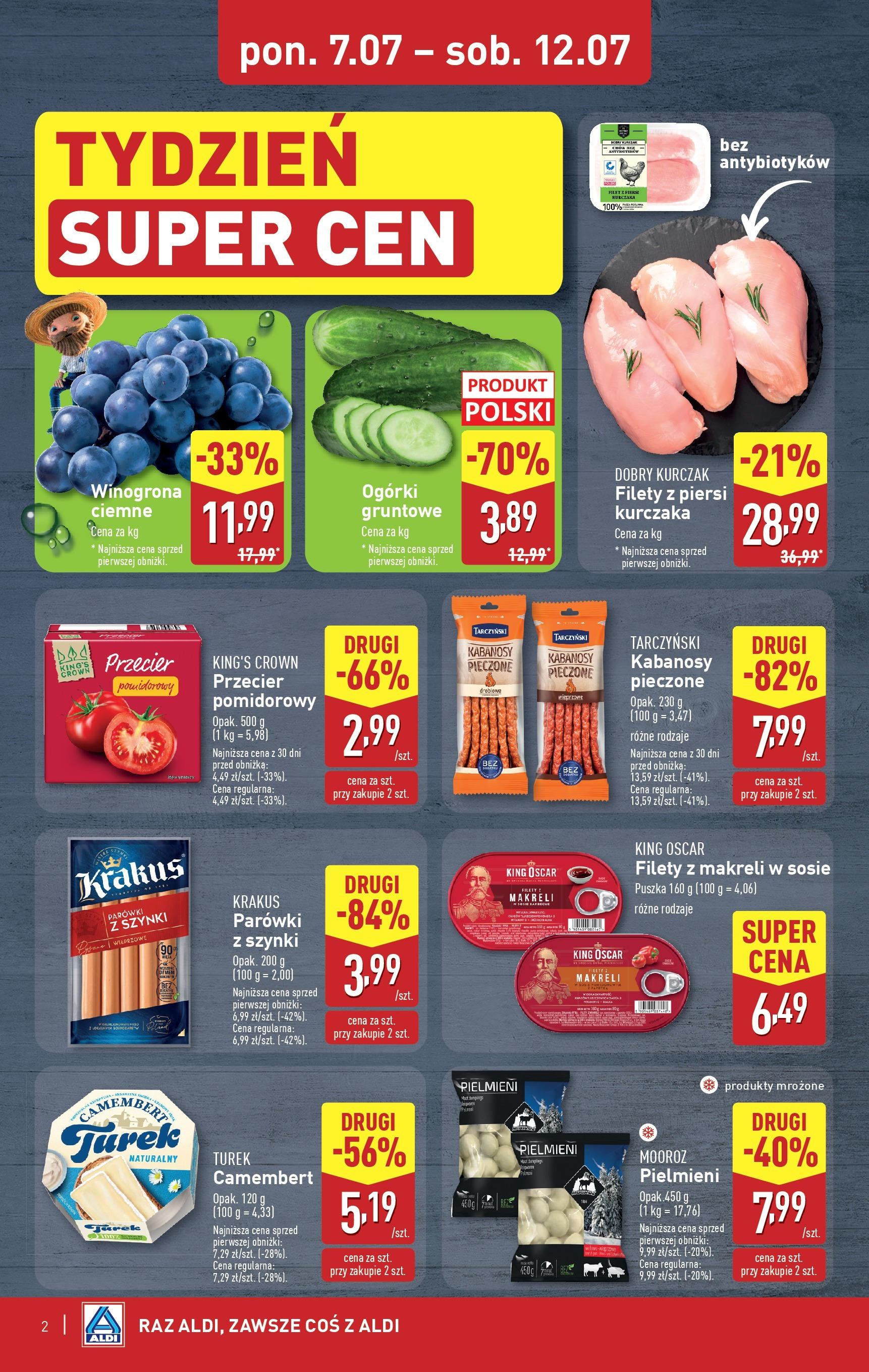 Aldi Gazetka - Okazje na weekend od 10.07.2025 - Ulotka PDF, promocje | Strona: 2 | Produkty: Winogrona, Przecier pomidorowy, Kabanosy, Ogórki