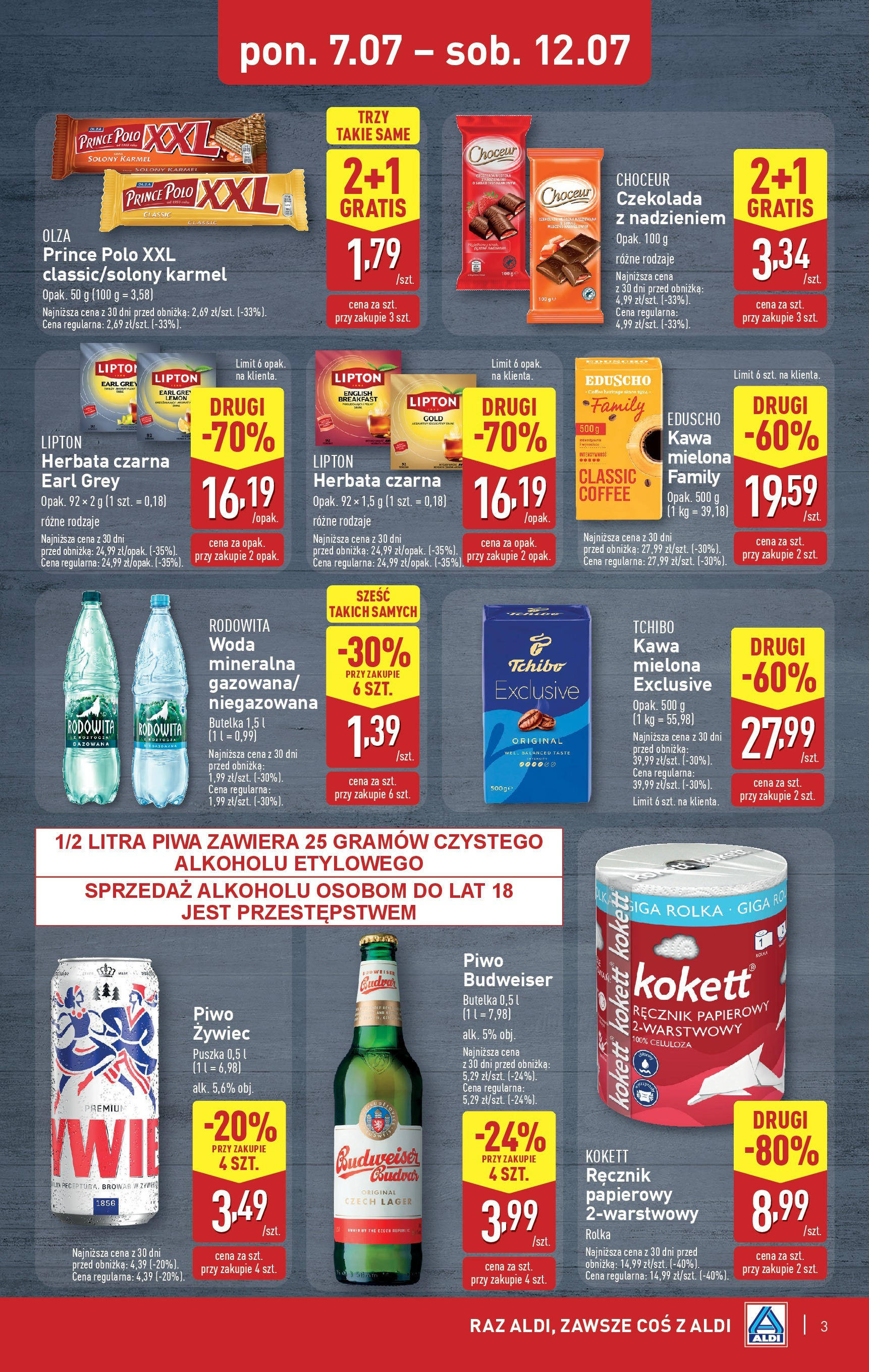 Aldi Gazetka - Okazje na weekend od 10.07.2025 - Ulotka PDF, promocje | Strona: 3 | Produkty: Kawa, Czekolada, Piwo, Herbata