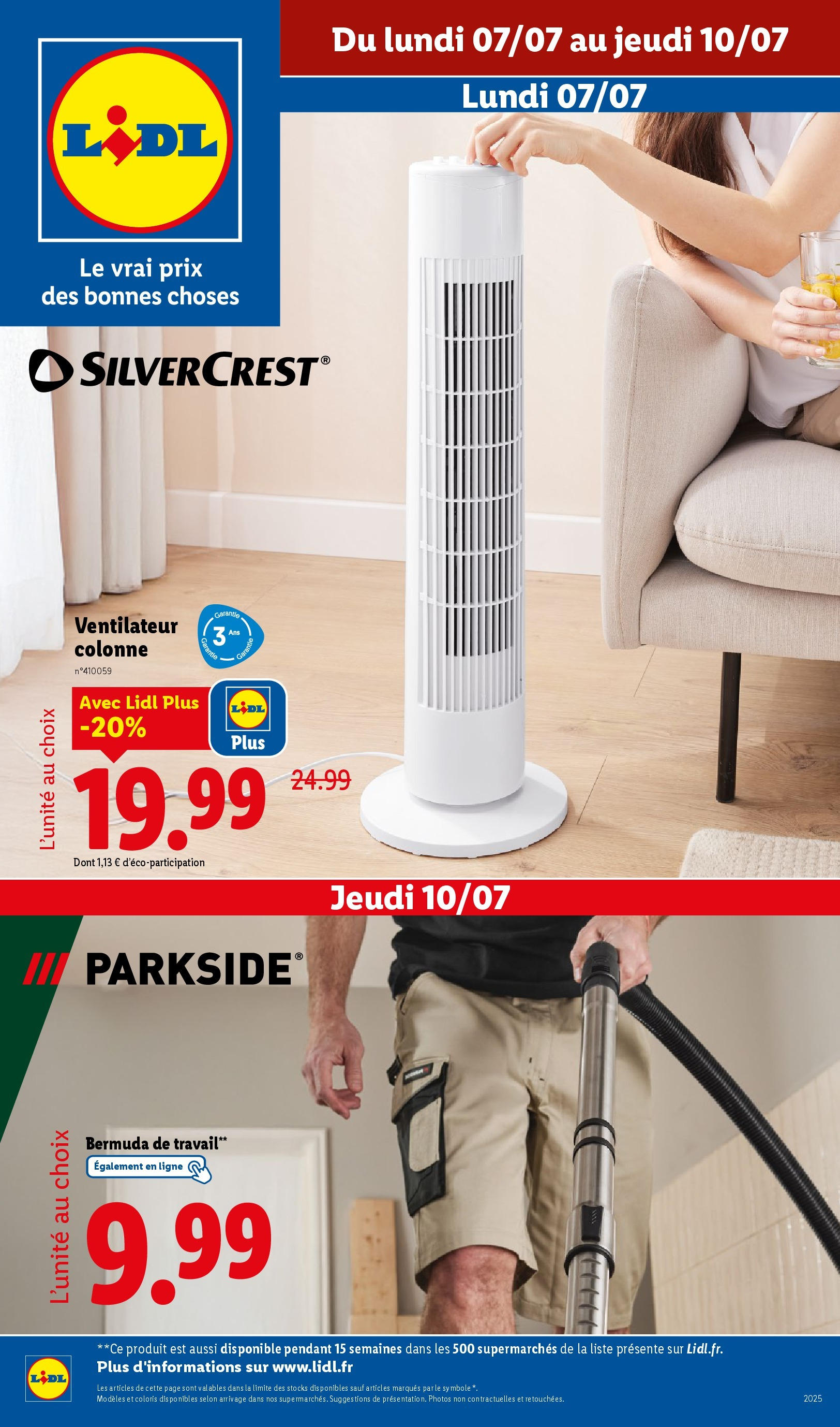 Catalogue LIDL du 05/07/2025 | Promo prospectus en ligne | Page: 1 | Produits: Bermuda, Ventilateur, Shorts