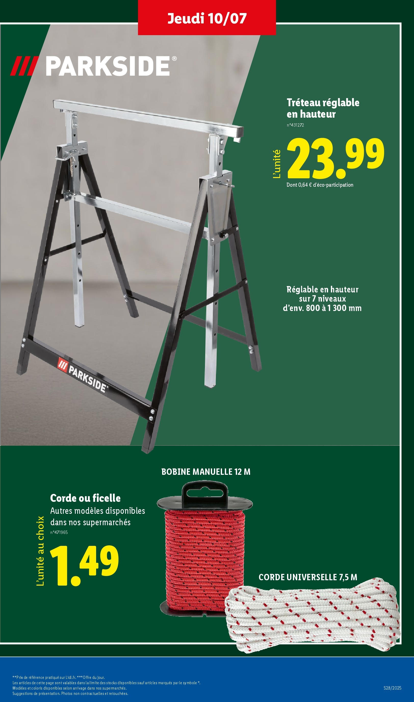Catalogue LIDL du 09/07/2025 | Promo prospectus en ligne | Page: 37 | Produits: Tréteau, Tréteau réglable Catalogue LIDL du 09/07/2025 | Promo prospectus en ligne | Page: 37 | Produits: Tréteau, Tréteau réglable
