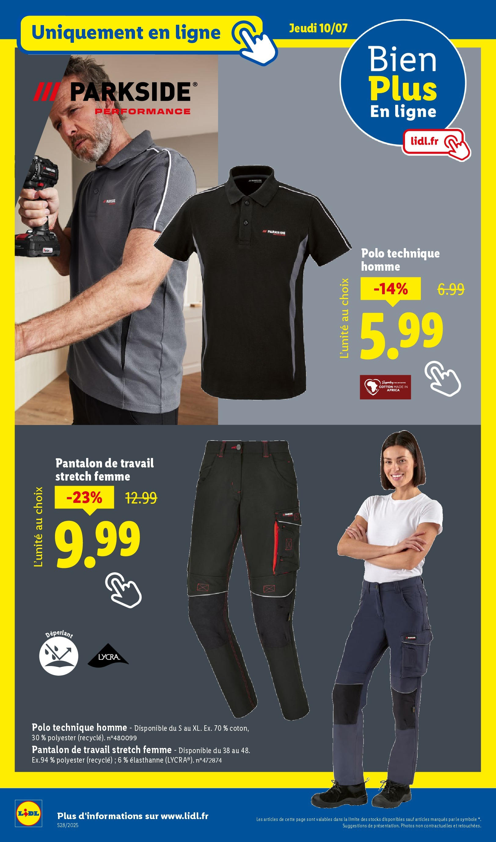 Catalogue LIDL du 09/07/2025 | Promo prospectus en ligne | Page: 48 | Produits: Polo, Pantalon, Pantalon de travail Catalogue LIDL du 09/07/2025 | Promo prospectus en ligne | Page: 48 | Produits: Polo, Pantalon, Pantalon de travail
