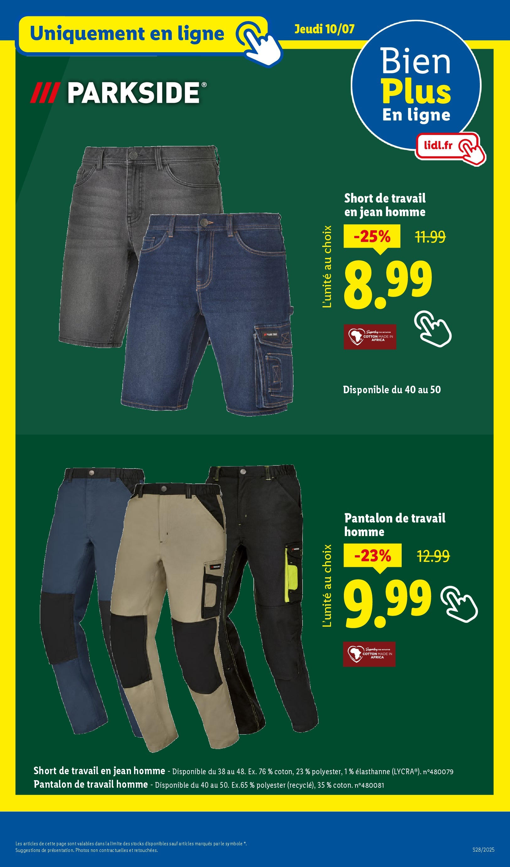 Catalogue LIDL du 09/07/2025 | Promo prospectus en ligne | Page: 49 | Produits: Pantalon, Shorts, Pantalon de travail Catalogue LIDL du 09/07/2025 | Promo prospectus en ligne | Page: 49 | Produits: Pantalon, Shorts, Pantalon de travail