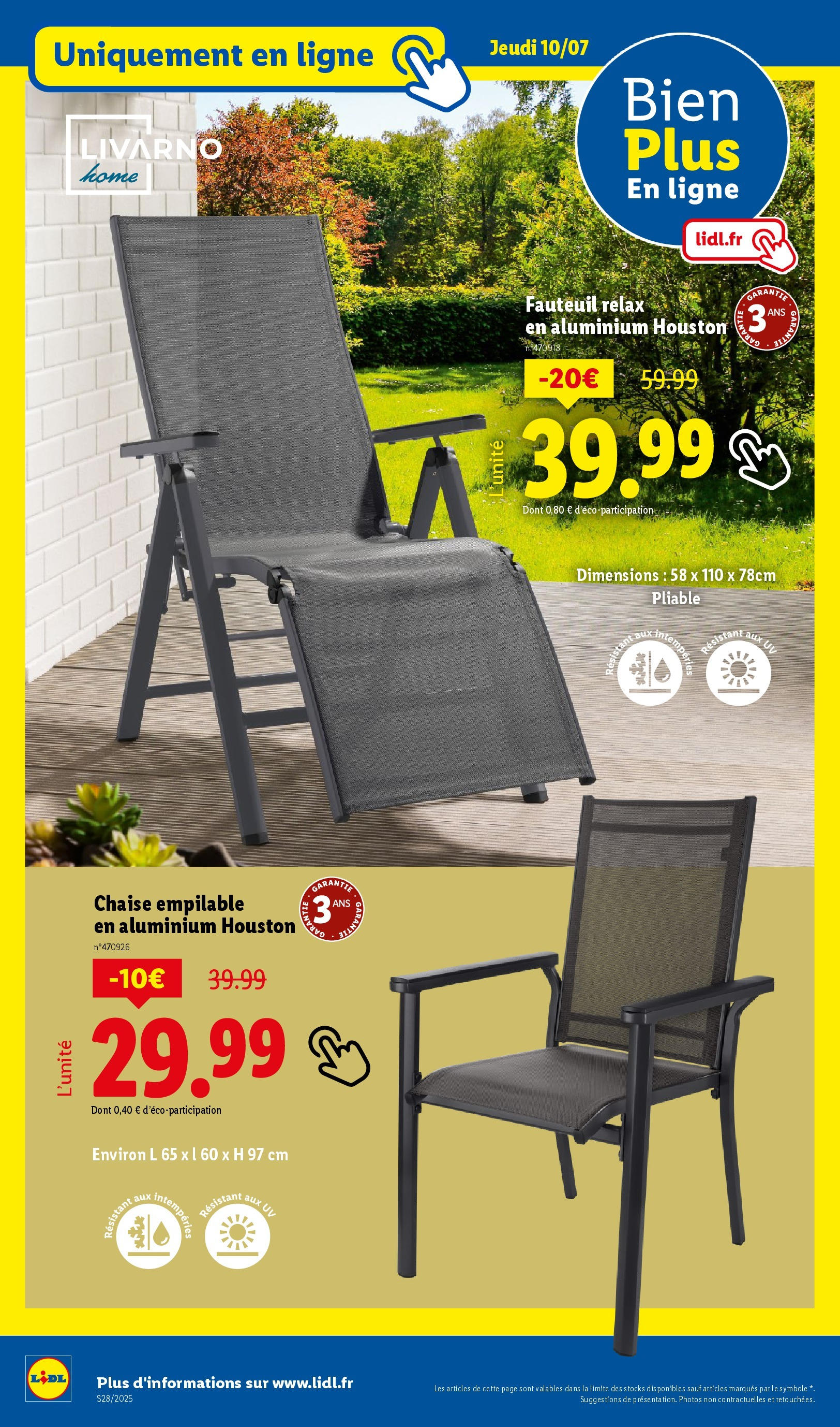 Catalogue LIDL du 09/07/2025 | Promo prospectus en ligne | Page: 46 | Produits: Fauteuil, Chaise Catalogue LIDL du 09/07/2025 | Promo prospectus en ligne | Page: 46 | Produits: Fauteuil, Chaise