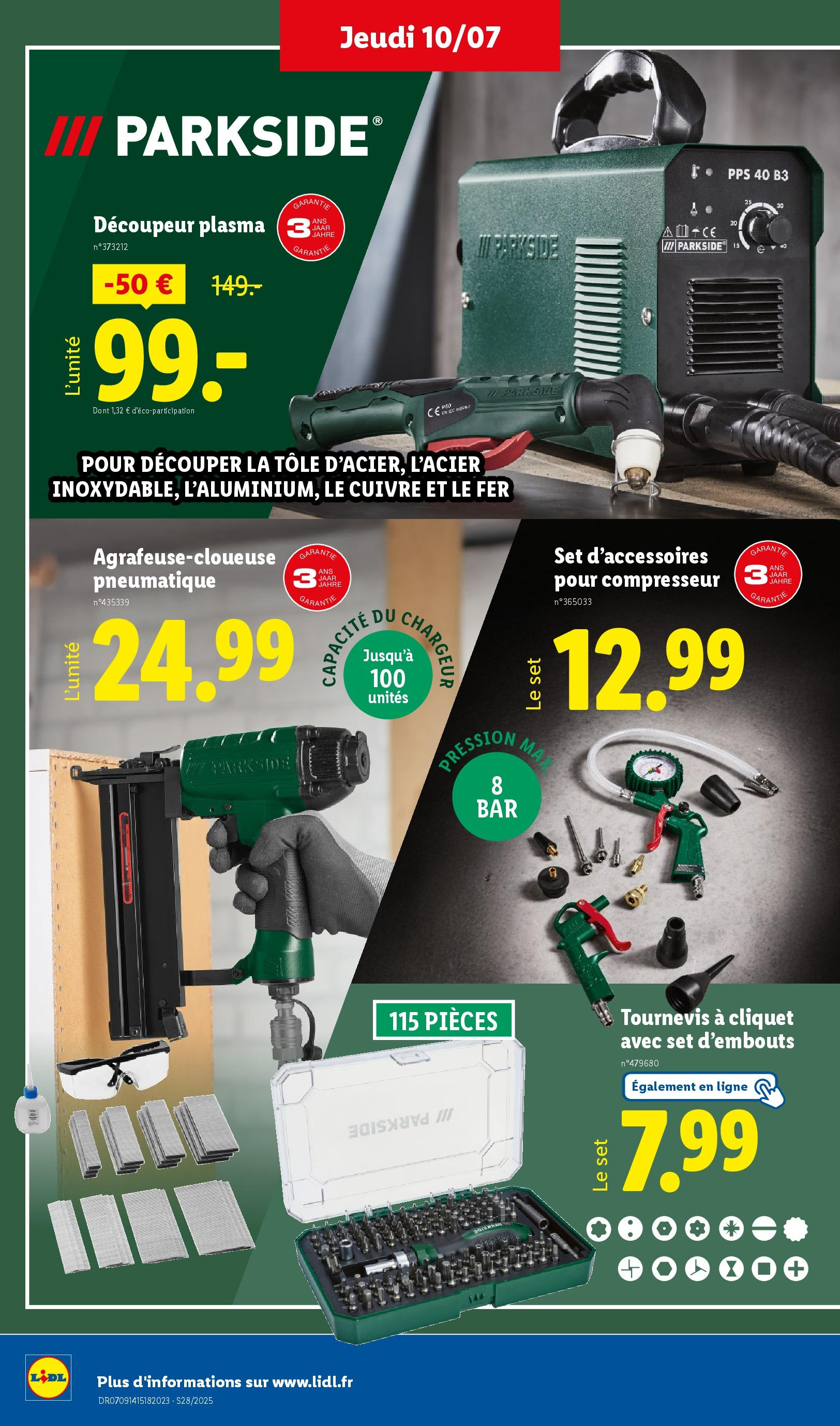 Catalogue LIDL du 05/07/2025 | Promo prospectus en ligne | Page: 30 | Produits: Tournevis, Compresseur, Découpeur plasma