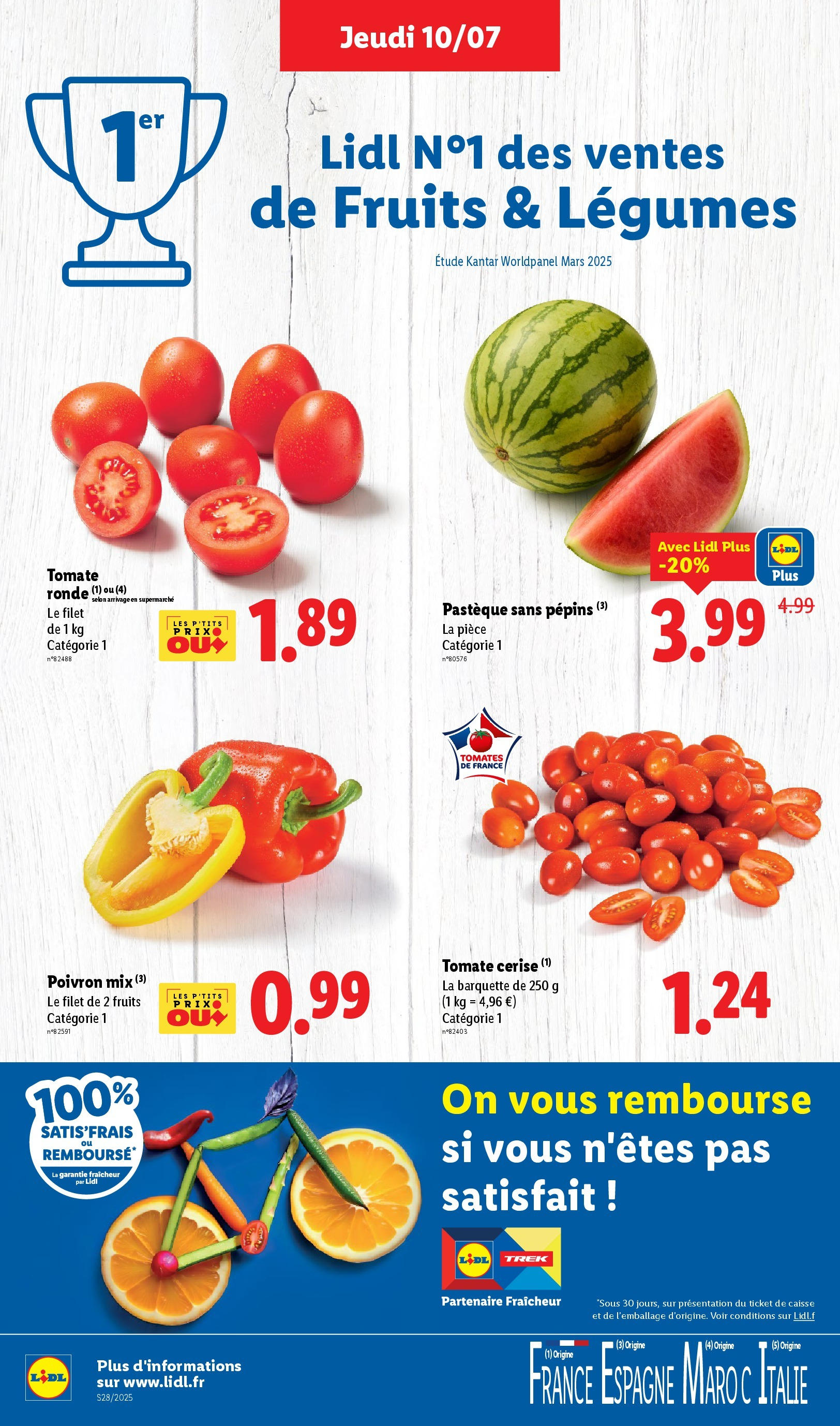Catalogue LIDL du 09/07/2025 | Promo prospectus en ligne | Page: 4 | Produits: Pastèque, Poivron, Tomate cerise, Tomates Catalogue LIDL du 09/07/2025 | Promo prospectus en ligne | Page: 4 | Produits: Pastèque, Poivron, Tomate cerise, Tomates