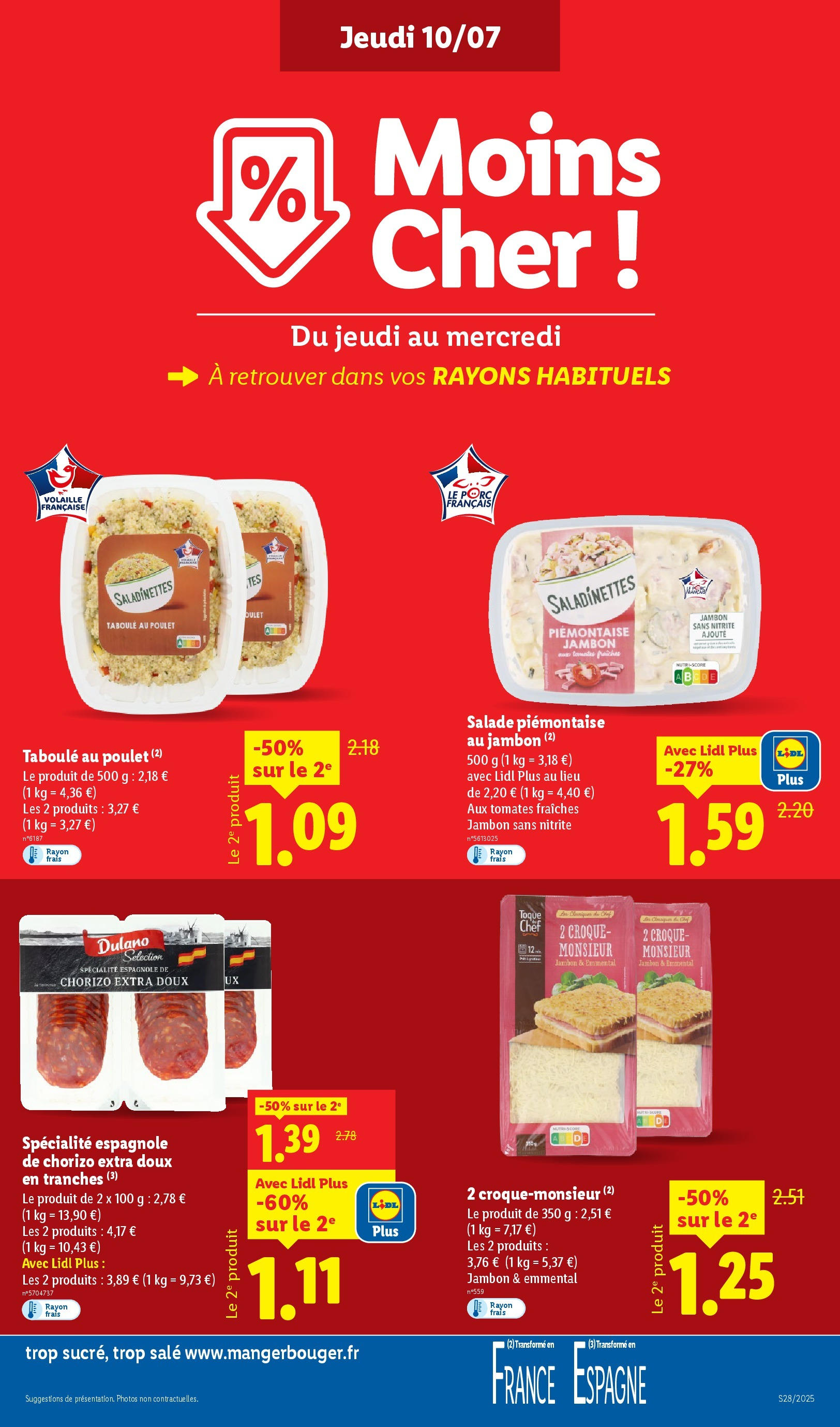 Catalogue LIDL du 09/07/2025 | Promo prospectus en ligne | Page: 11 | Produits: Salade, Chorizo, Volaille, Emmental Catalogue LIDL du 09/07/2025 | Promo prospectus en ligne | Page: 11 | Produits: Salade, Chorizo, Volaille, Emmental