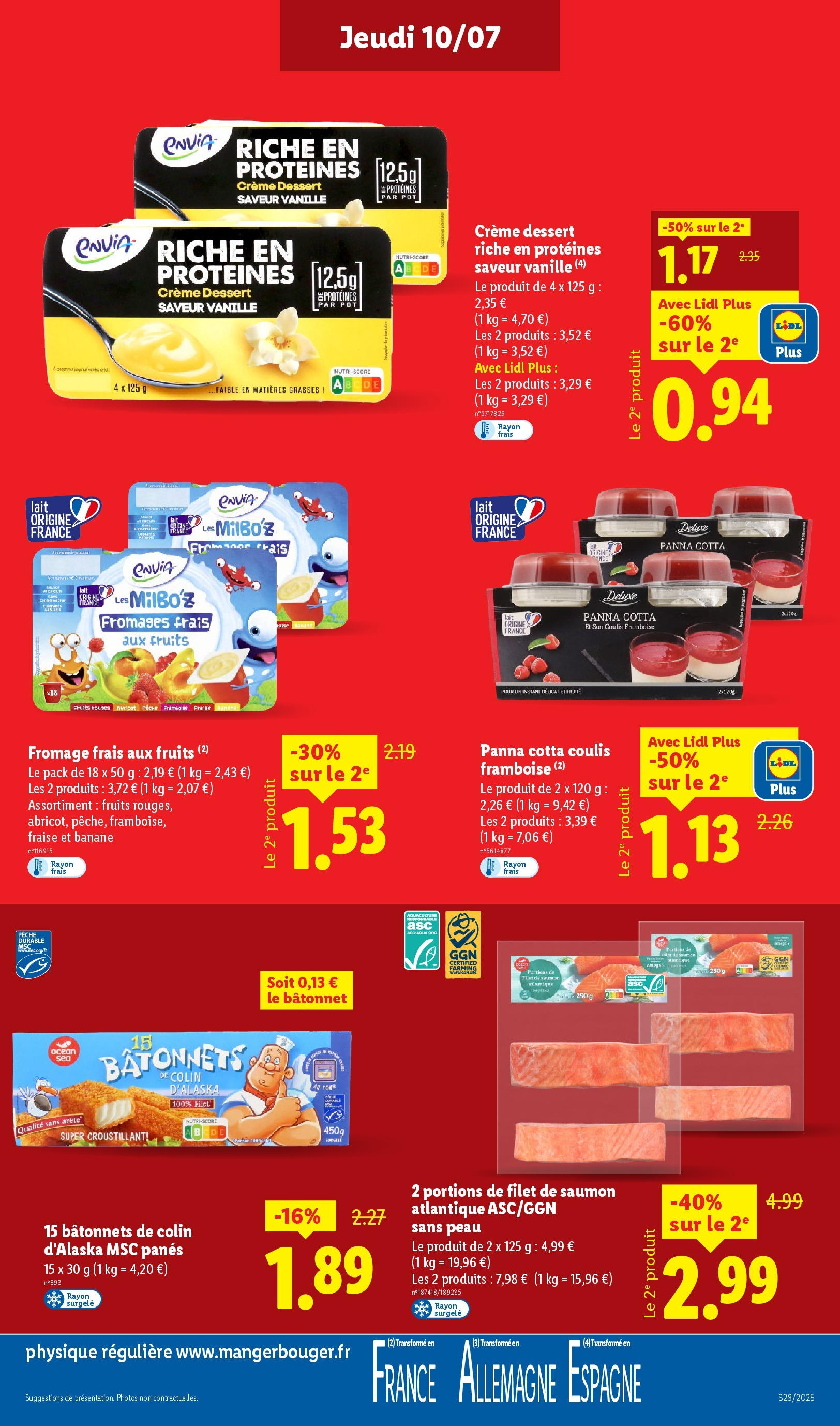 Catalogue LIDL du 09/07/2025 | Promo prospectus en ligne | Page: 13 | Produits: Pêche, Banane, Saumon, Crème Catalogue LIDL du 09/07/2025 | Promo prospectus en ligne | Page: 13 | Produits: Pêche, Banane, Saumon, Crème