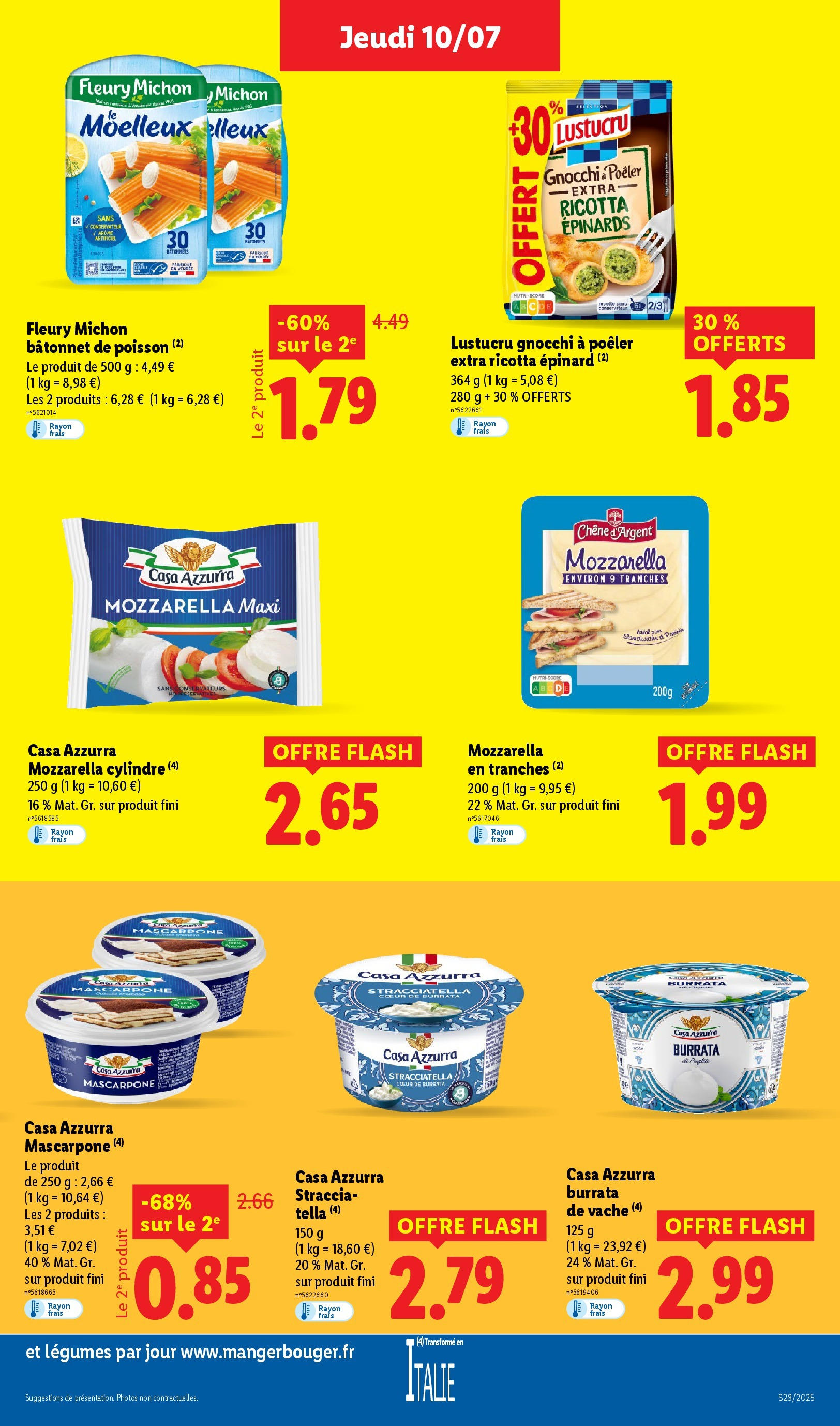 Catalogue LIDL du 09/07/2025 | Promo prospectus en ligne | Page: 19 | Produits: Mozzarella, Poisson, Mascarpone, Ricotta Catalogue LIDL du 09/07/2025 | Promo prospectus en ligne | Page: 19 | Produits: Mozzarella, Poisson, Mascarpone, Ricotta