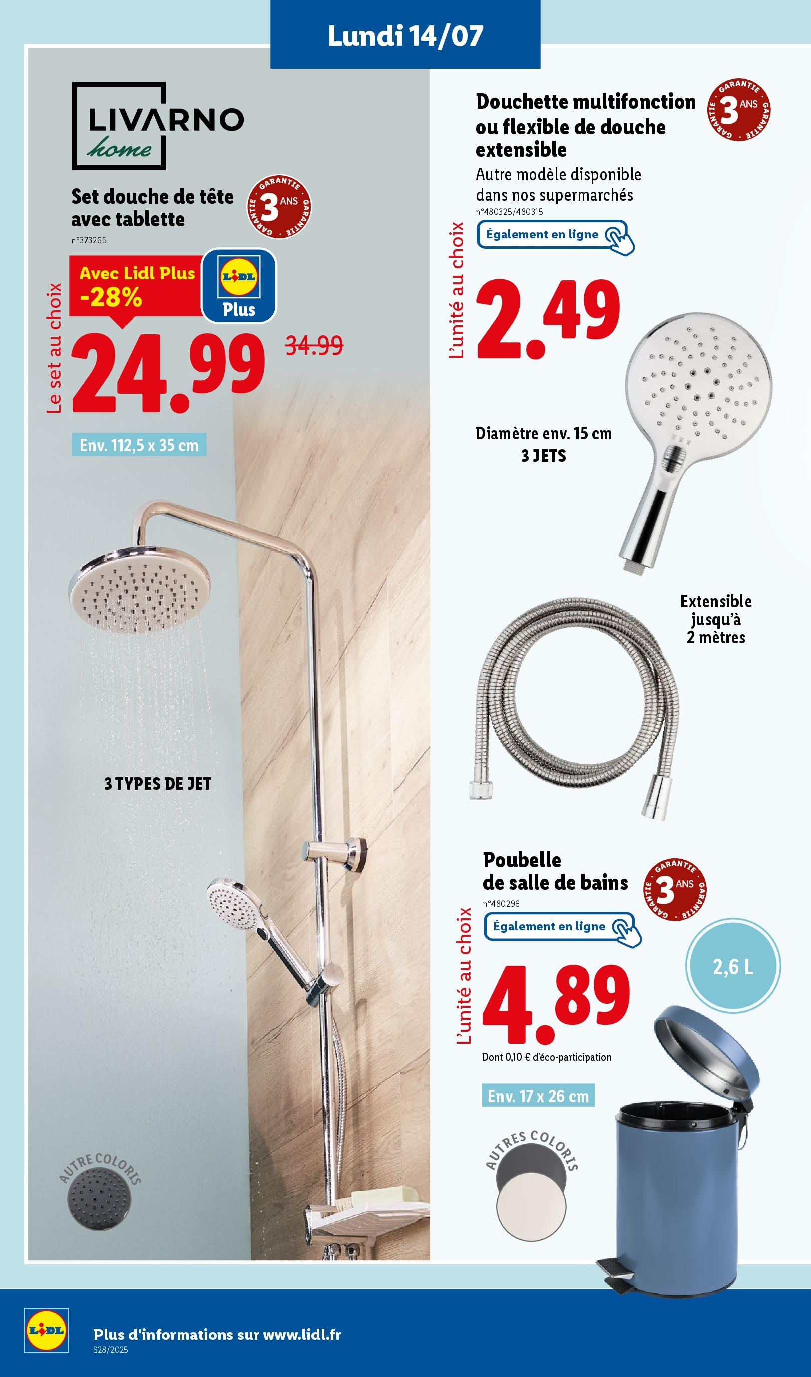 Catalogue LIDL du 09/07/2025 | Promo prospectus en ligne | Page: 54 | Produits: Tablette, Poubelle, Douche Catalogue LIDL du 09/07/2025 | Promo prospectus en ligne | Page: 54 | Produits: Tablette, Poubelle, Douche