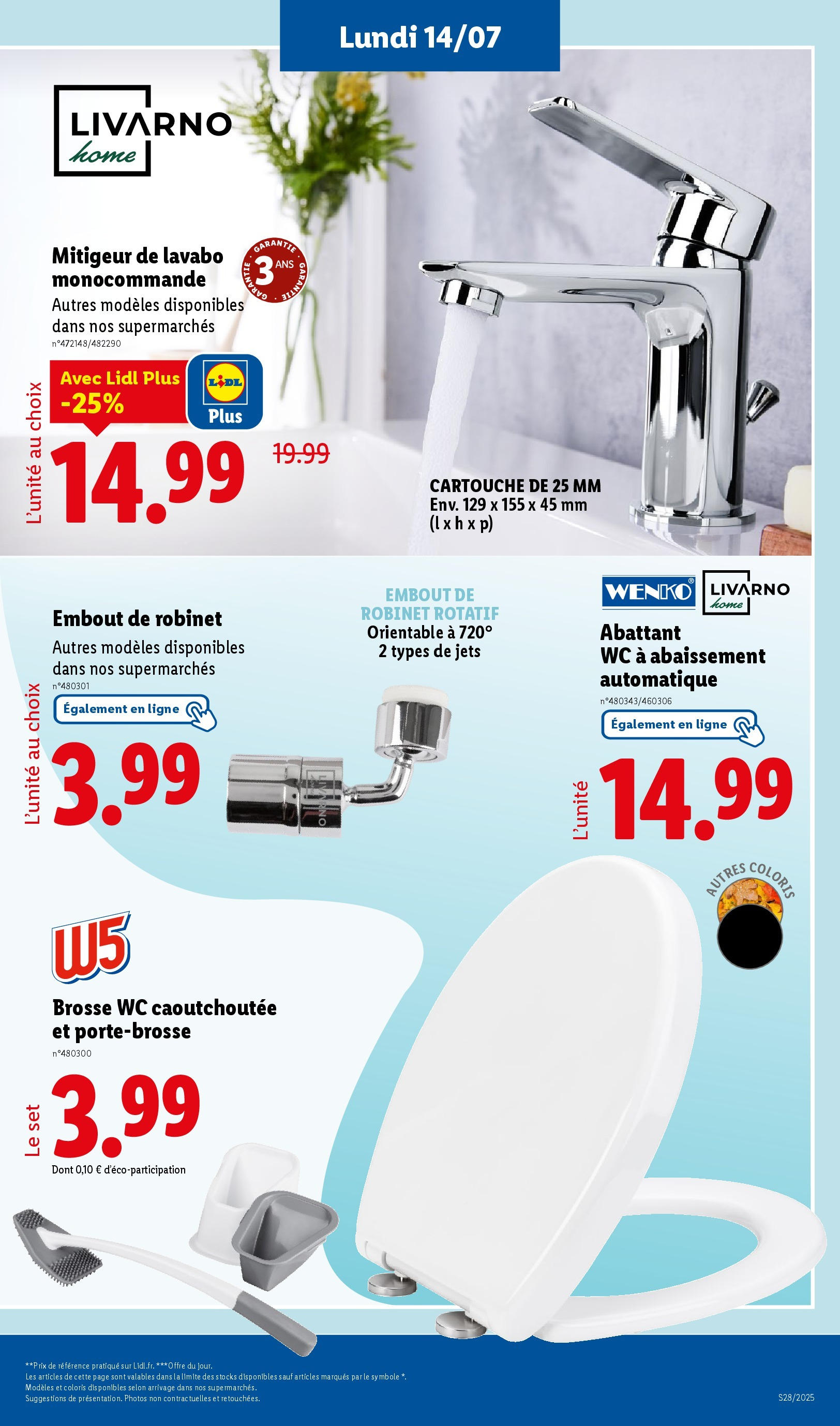 Catalogue LIDL du 09/07/2025 | Promo prospectus en ligne | Page: 55 | Produits: Robinet, Brosse, Lavabo, Cartouche Catalogue LIDL du 09/07/2025 | Promo prospectus en ligne | Page: 55 | Produits: Robinet, Brosse, Lavabo, Cartouche
