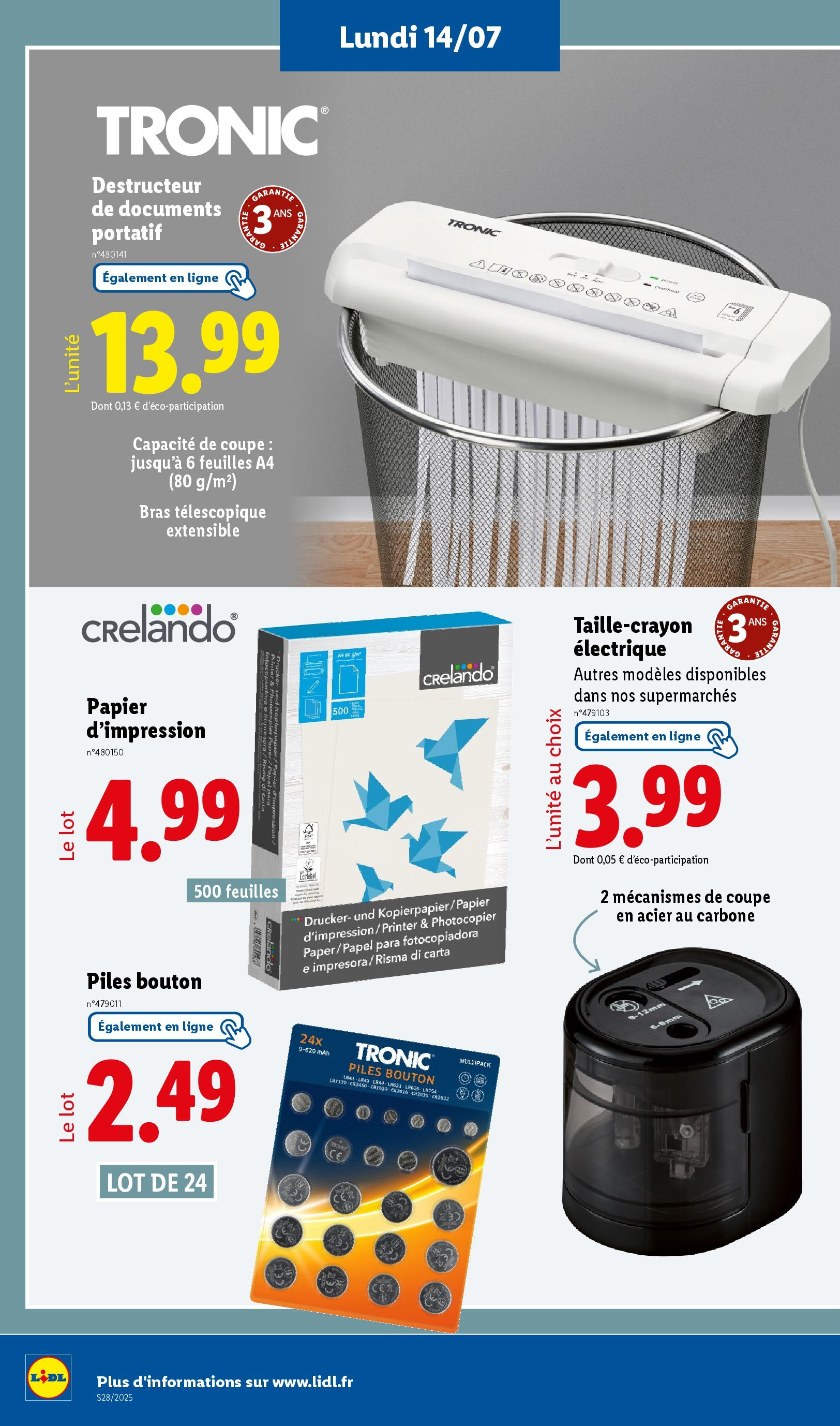 Catalogue LIDL du 09/07/2025 | Promo prospectus en ligne | Page: 60 | Produits: Taille-crayon, Piles Catalogue LIDL du 09/07/2025 | Promo prospectus en ligne | Page: 60 | Produits: Taille-crayon, Piles