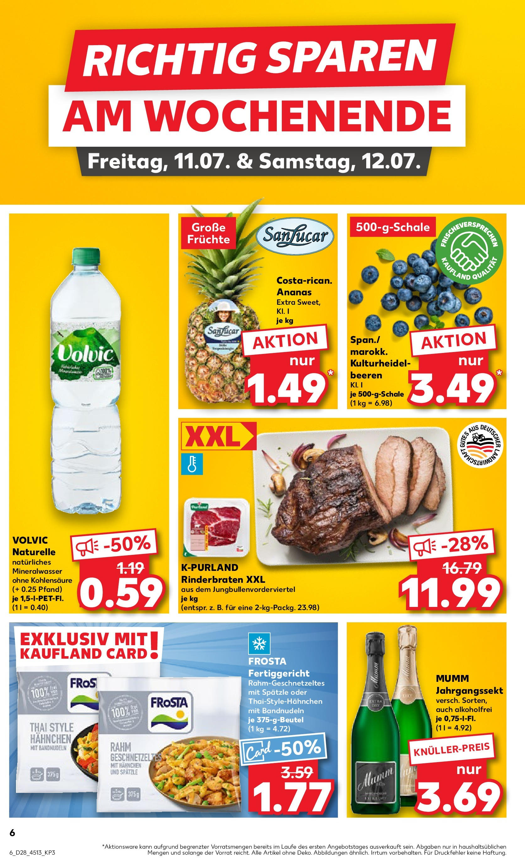 Prospekt Kaufland ab 09.07.2025 » Angebote Online zum Blättern | Seite: 6 | Produkte: Hahnchen, Mineralwasser, Frosta, Volvic