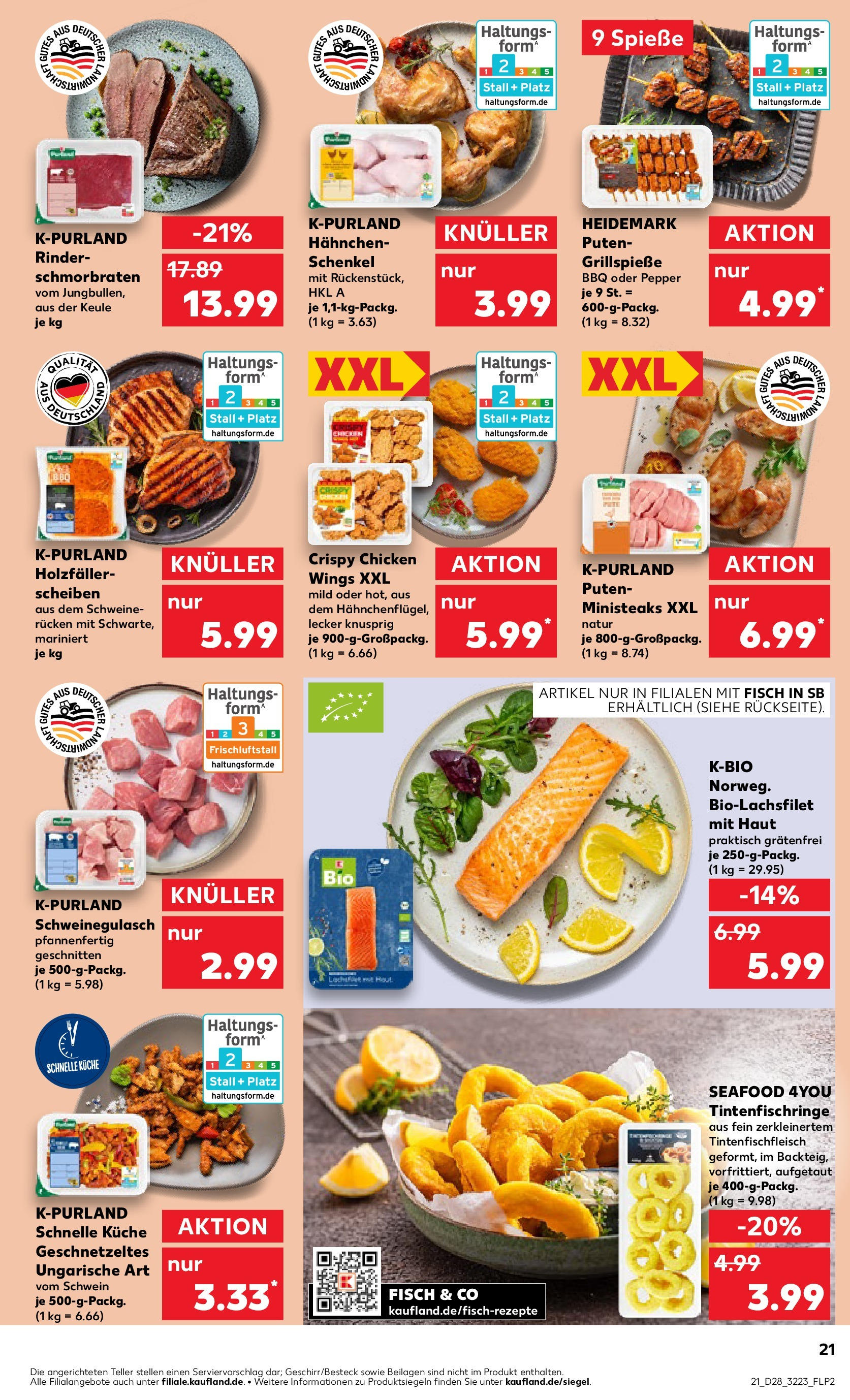 Prospekt Kaufland ab 09.07.2025 » Angebote Online zum Blättern | Seite: 21 | Produkte: Schweinegulasch, Hahnchen, Küche, Spieße