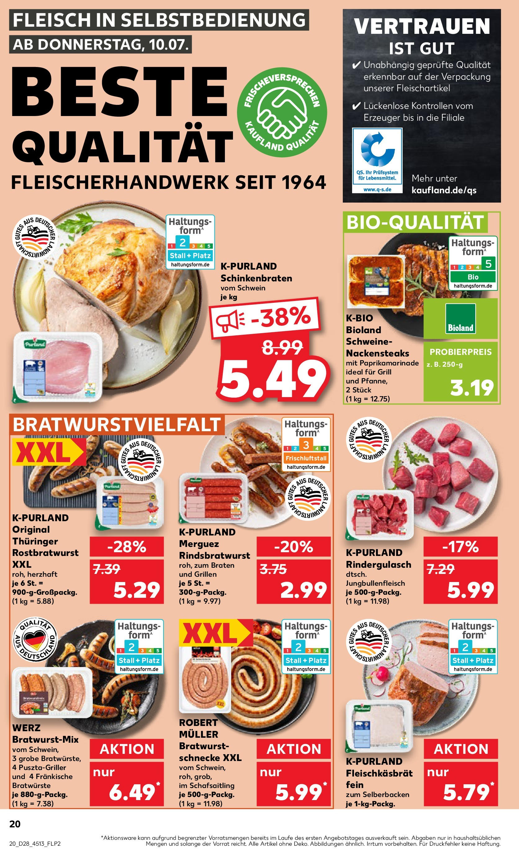 Prospekt Kaufland ab 09.07.2025 » Angebote Online zum Blättern | Seite: 20 | Produkte: Nackensteaks, Grill, Rindergulasch, Fleisch