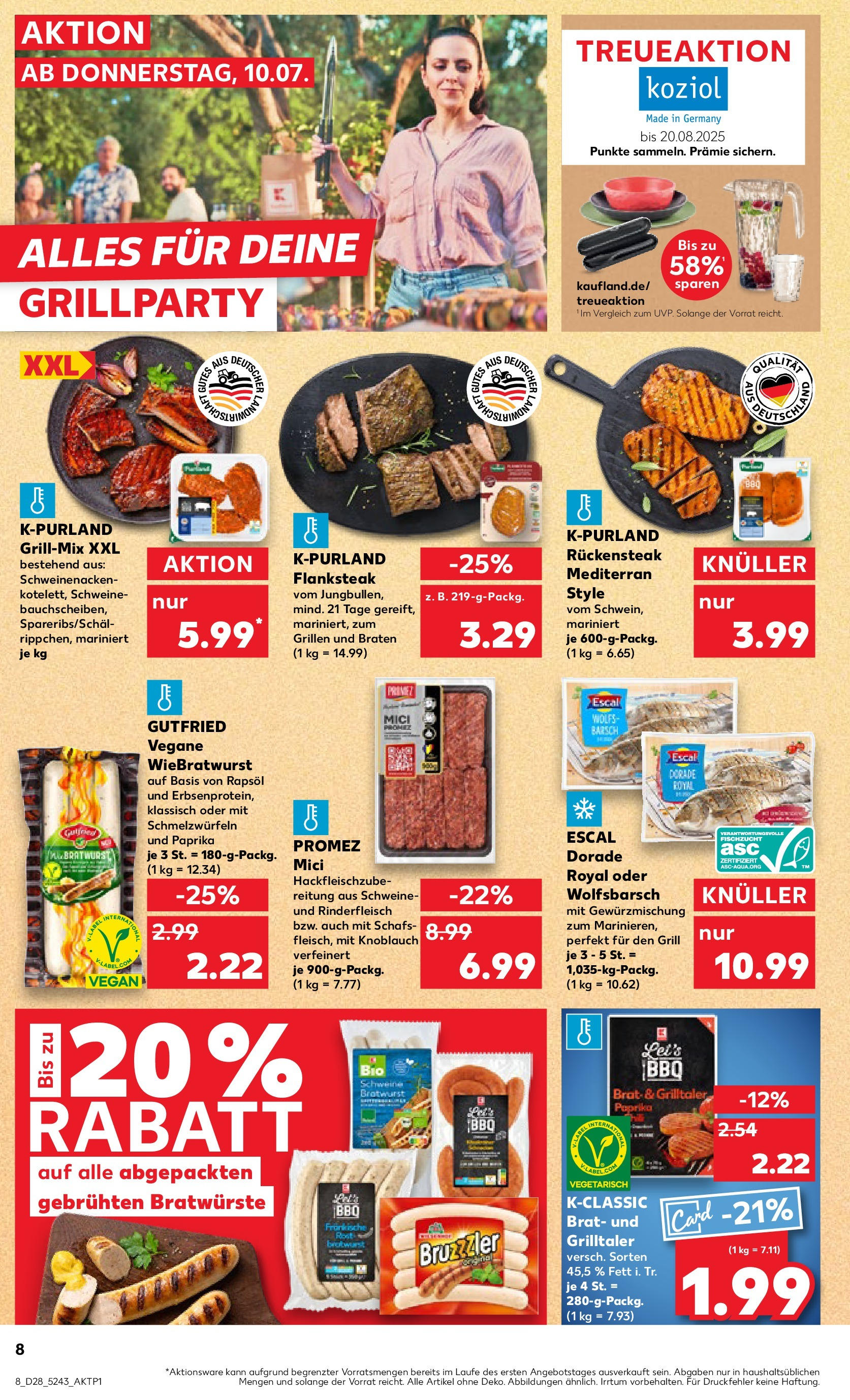 Prospekt Kaufland ab 09.07.2025 » Angebote Online zum Blättern | Seite: 8 | Produkte: Dorade, Grill, Bratwurst, Paprika