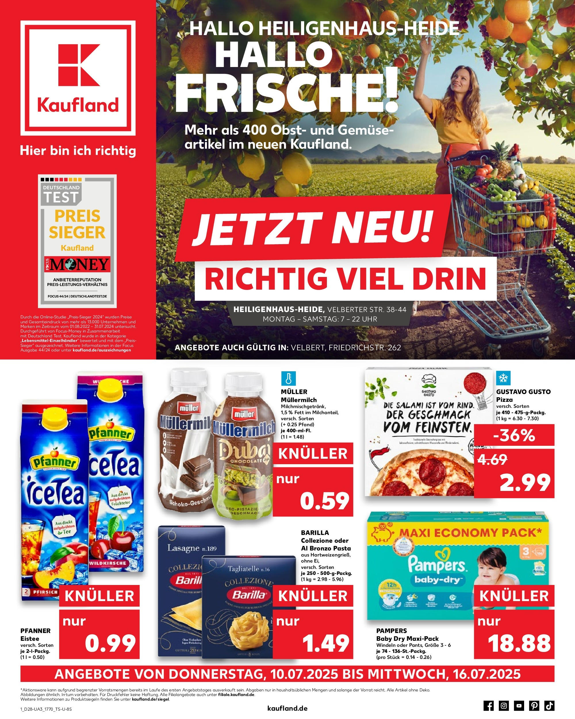 Prospekt Kaufland ab 09.07.2025 » Angebote und Werbung Online | Seite: 1 | Produkte: Gemüse, Obst, Müllermilch, Muller mullermilch Prospekt Kaufland ab 09.07.2025 » Angebote Online zum Blättern | Seite: 1 | Produkte: Gemüse, Obst, Müllermilch, Muller mullermilch