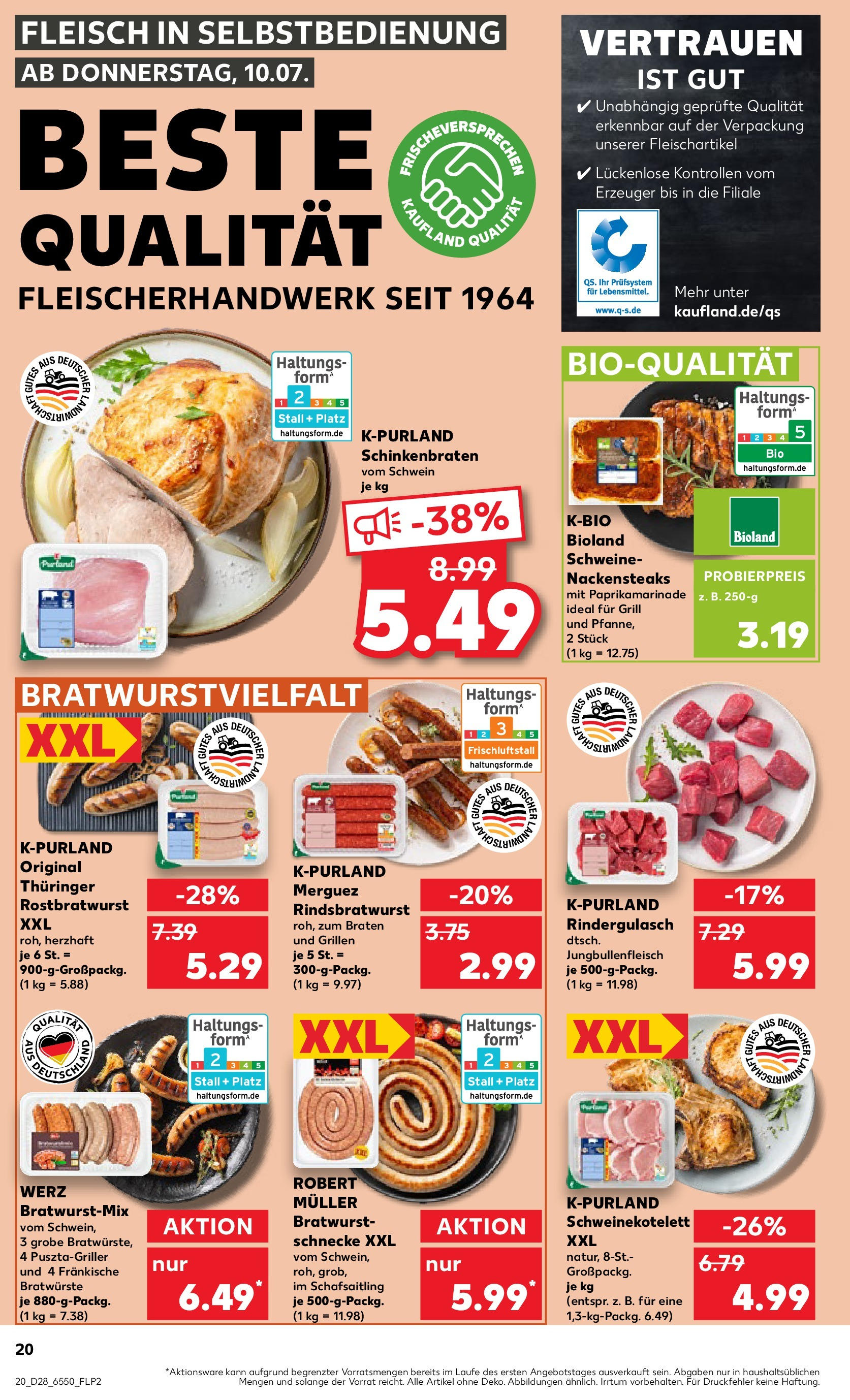 Prospekt Kaufland ab 09.07.2025 » Angebote Online zum Blättern | Seite: 20 | Produkte: Grill, Rindergulasch, Bratwurst, Steak