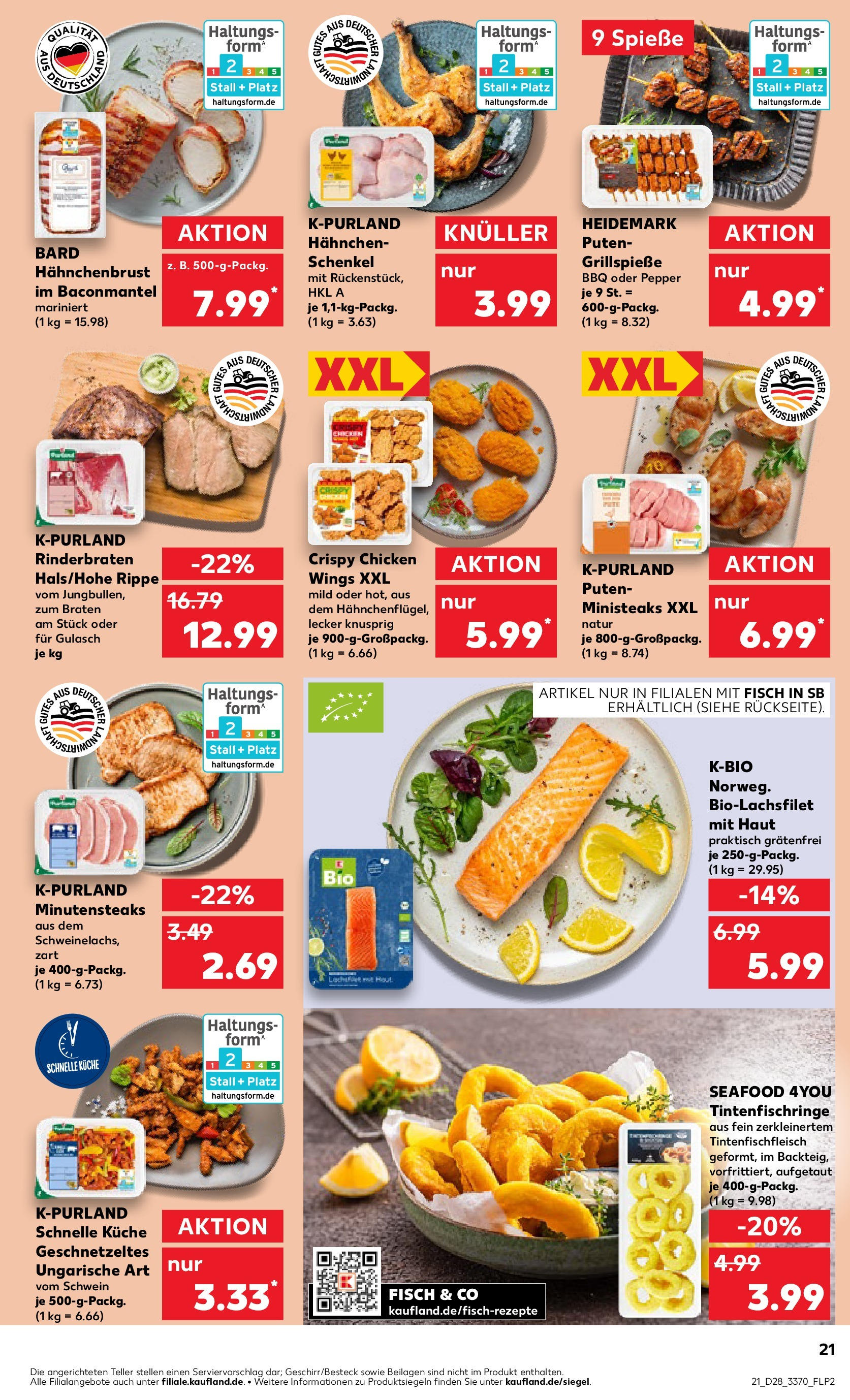 Prospekt Kaufland ab 09.07.2025 » Angebote Online zum Blättern | Seite: 21 | Produkte: Rinderbraten, Fisch, Gulasch, Hahnchenbrust