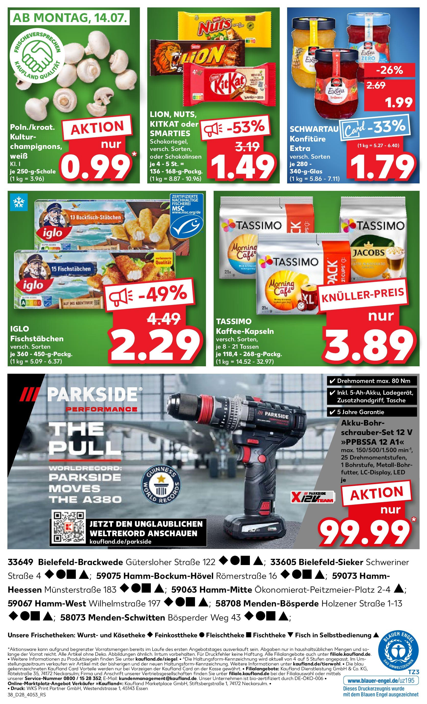 Prospekt Kaufland ab 09.07.2025 » Angebote Online zum Blättern | Seite: 38 | Produkte: Smarties, Fisch, Fischstabchen, Tassimo