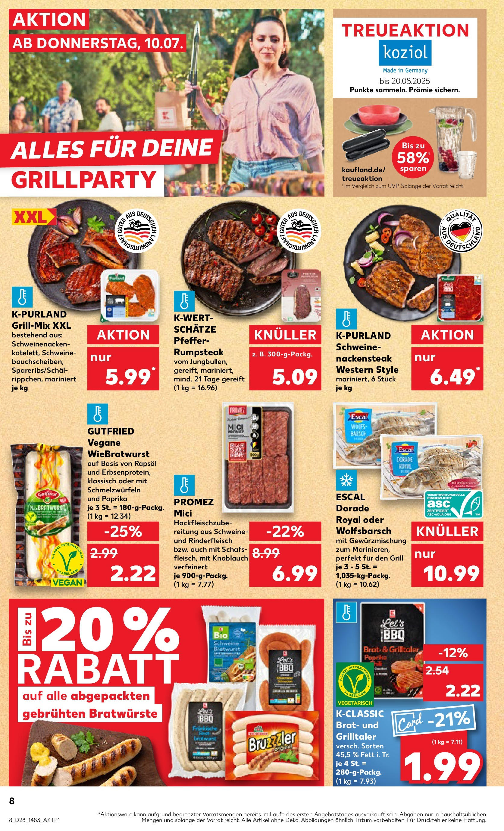 Prospekt Kaufland ab 09.07.2025 » Angebote Online zum Blättern | Seite: 8 | Produkte: Rumpsteak, Dorade, Grill, Steak