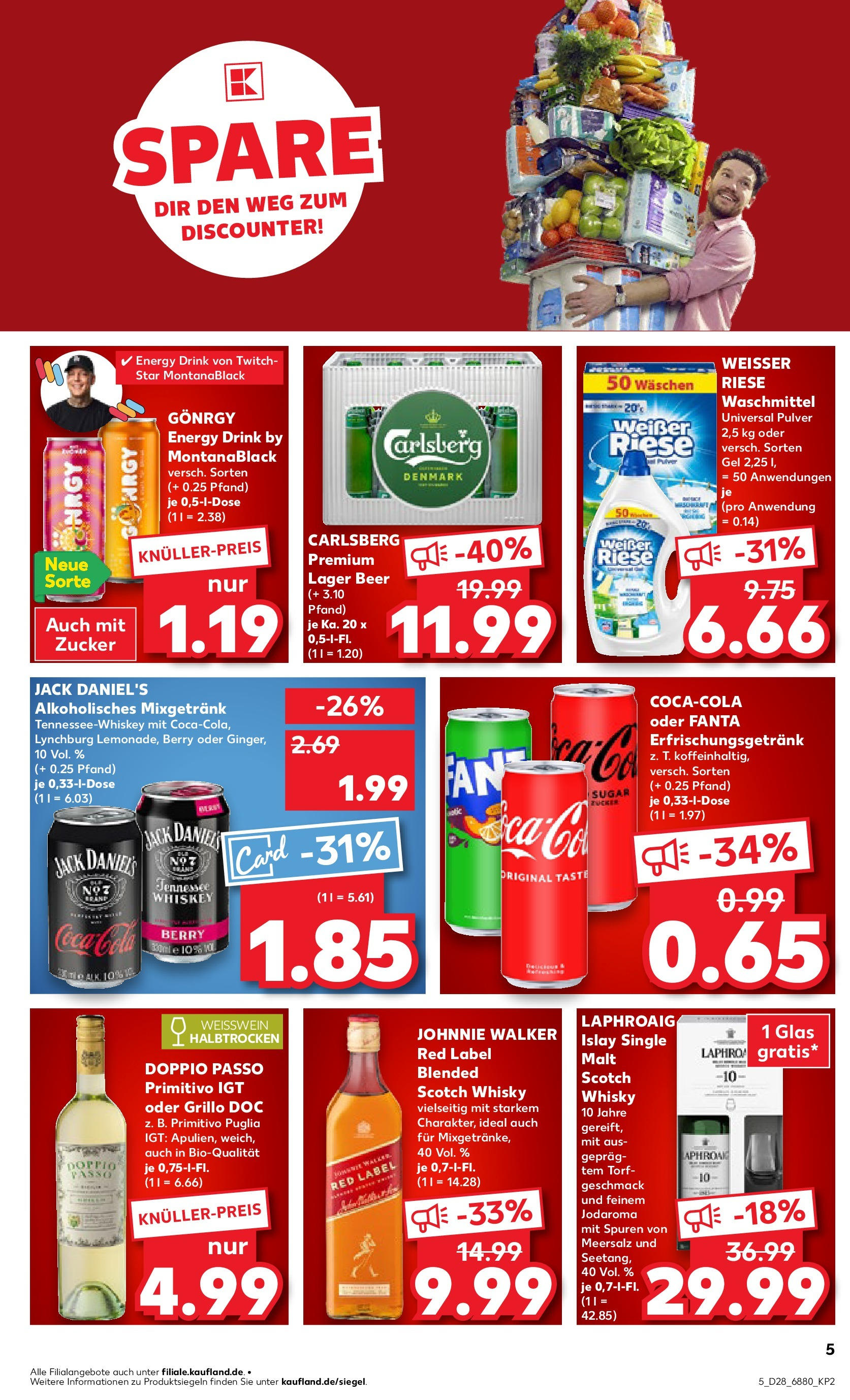 Prospekt Kaufland ab 09.07.2025 » Angebote Online zum Blättern | Seite: 5 | Produkte: Whisky, Carlsberg, Zucker, Whiskey