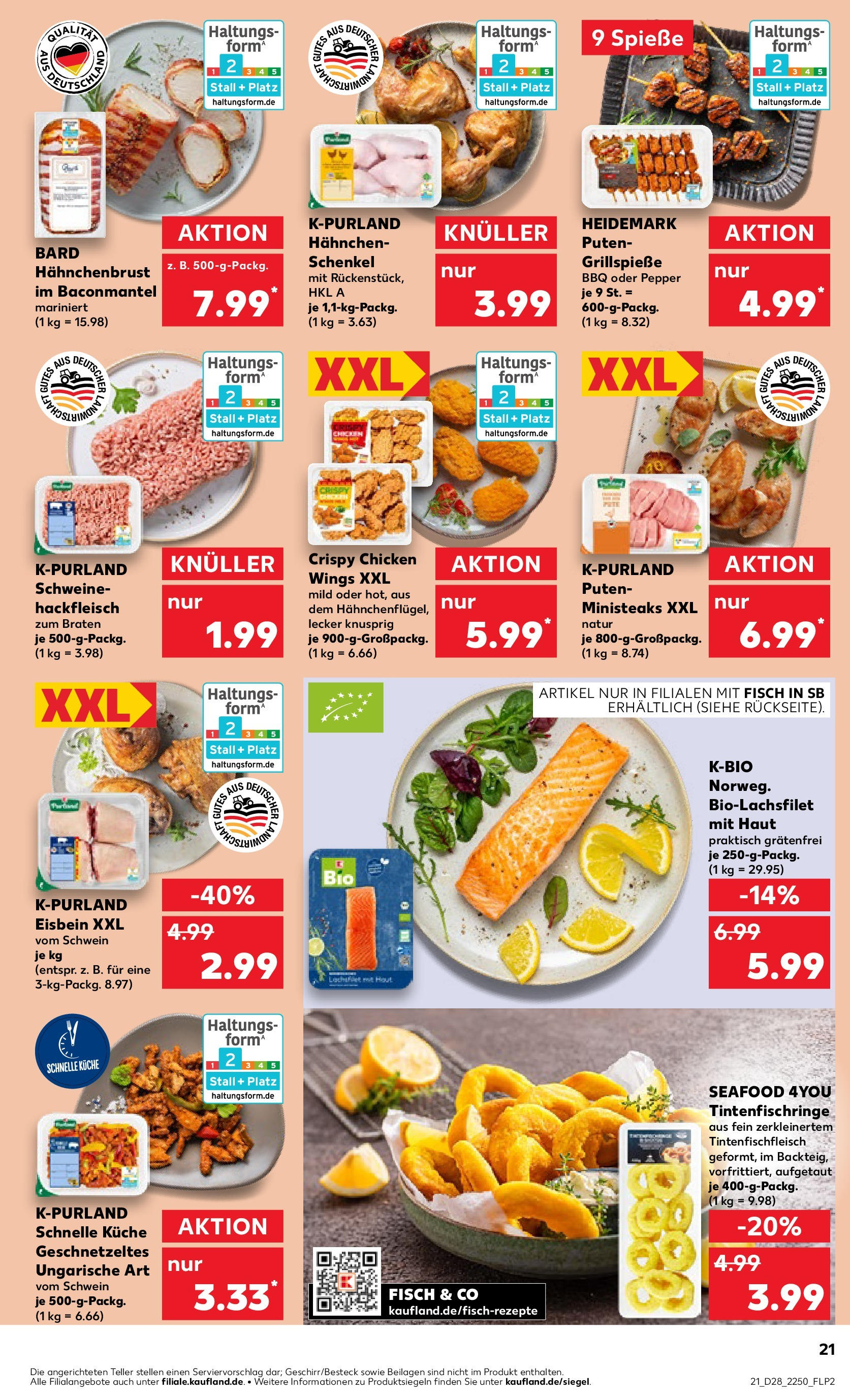 Prospekt Kaufland ab 09.07.2025 » Angebote Online zum Blättern | Seite: 21 | Produkte: Hahnchen, Küche, Fisch, Hahnchenbrust