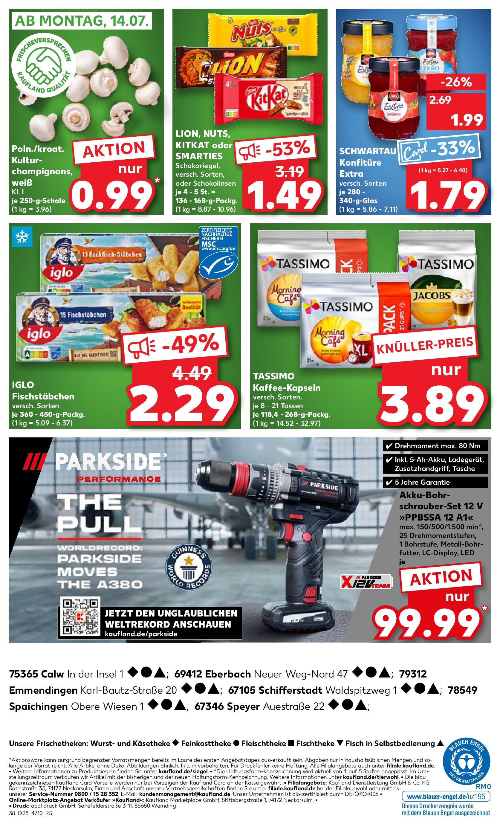 Prospekt Kaufland ab 09.07.2025 » Angebote Online zum Blättern | Seite: 38 | Produkte: Tasche, Smarties, Wurst, Tassimo