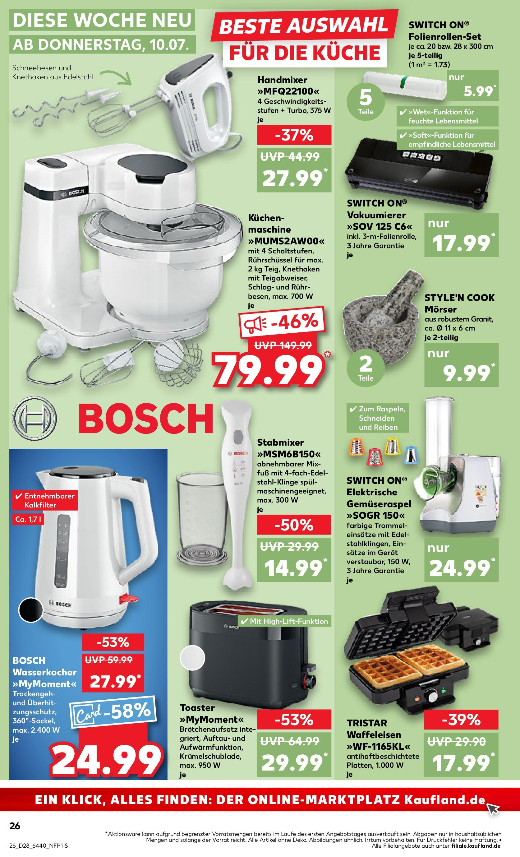 Prospekt Kaufland ab 09.07.2025 » Angebote Online zum Blättern | Seite: 26 | Produkte: Toaster, Vakuumierer, Küche, Handmixer