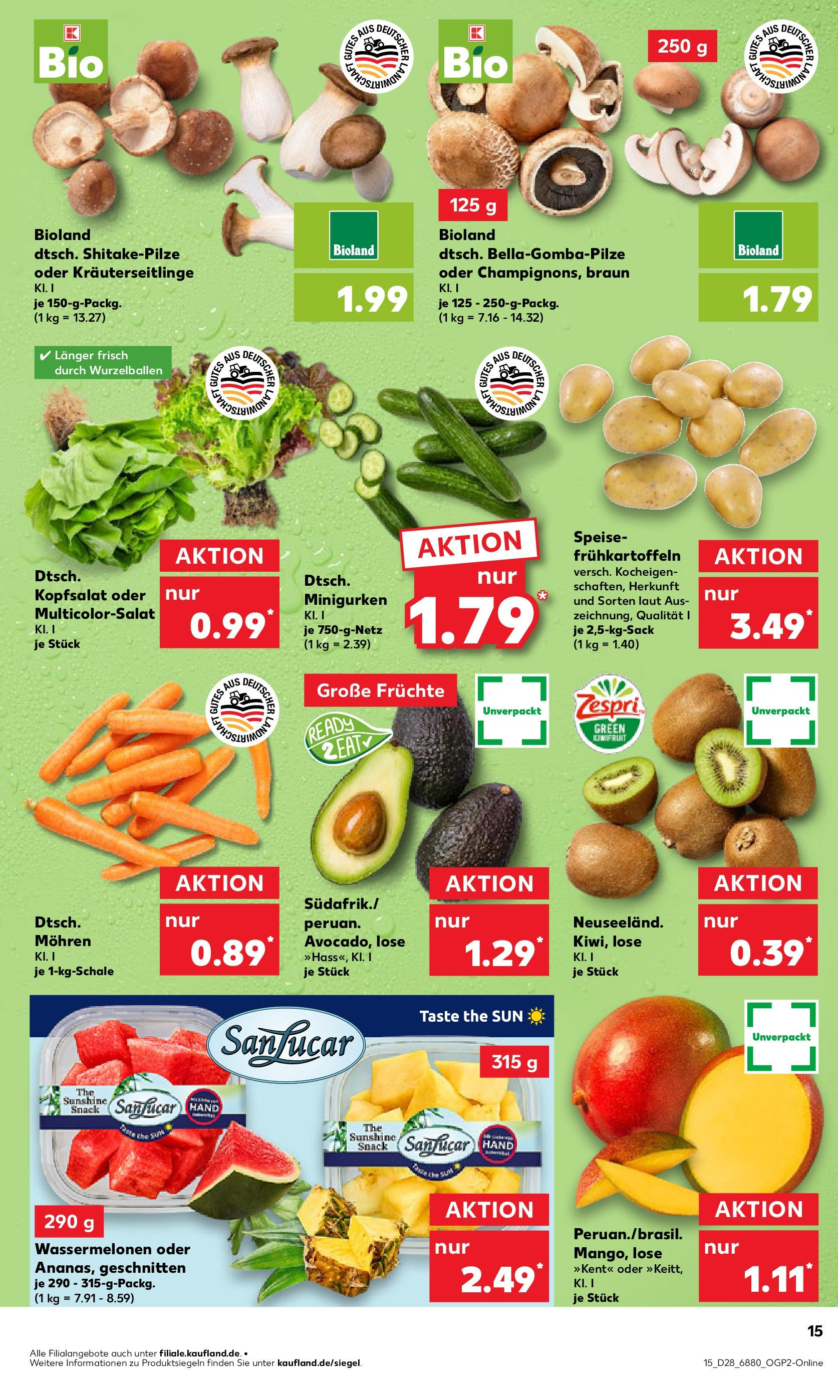 Prospekt Kaufland ab 09.07.2025 » Angebote Online zum Blättern | Seite: 15 | Produkte: Mohren, Avocado, Mango, Kiwi