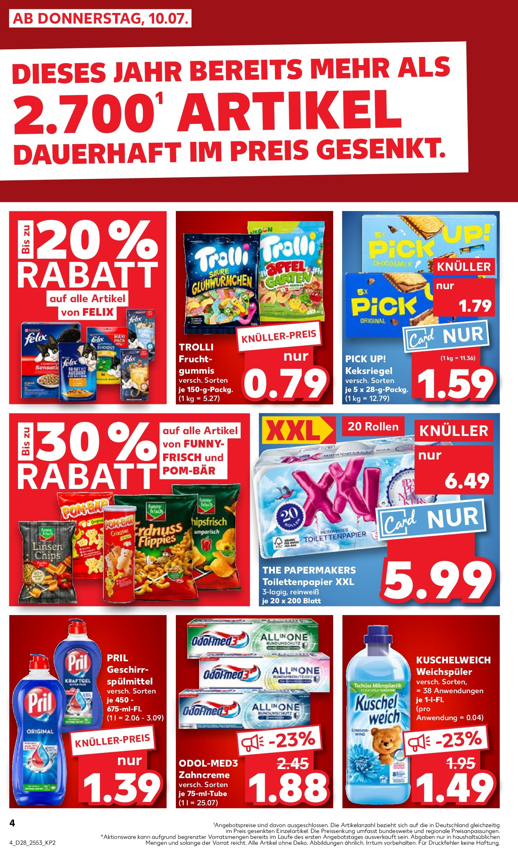 Prospekt Kaufland ab 09.07.2025 » Angebote Online zum Blättern | Seite: 4 | Produkte: Kuschelweich, Äpfel, POM-BÄR, Pril