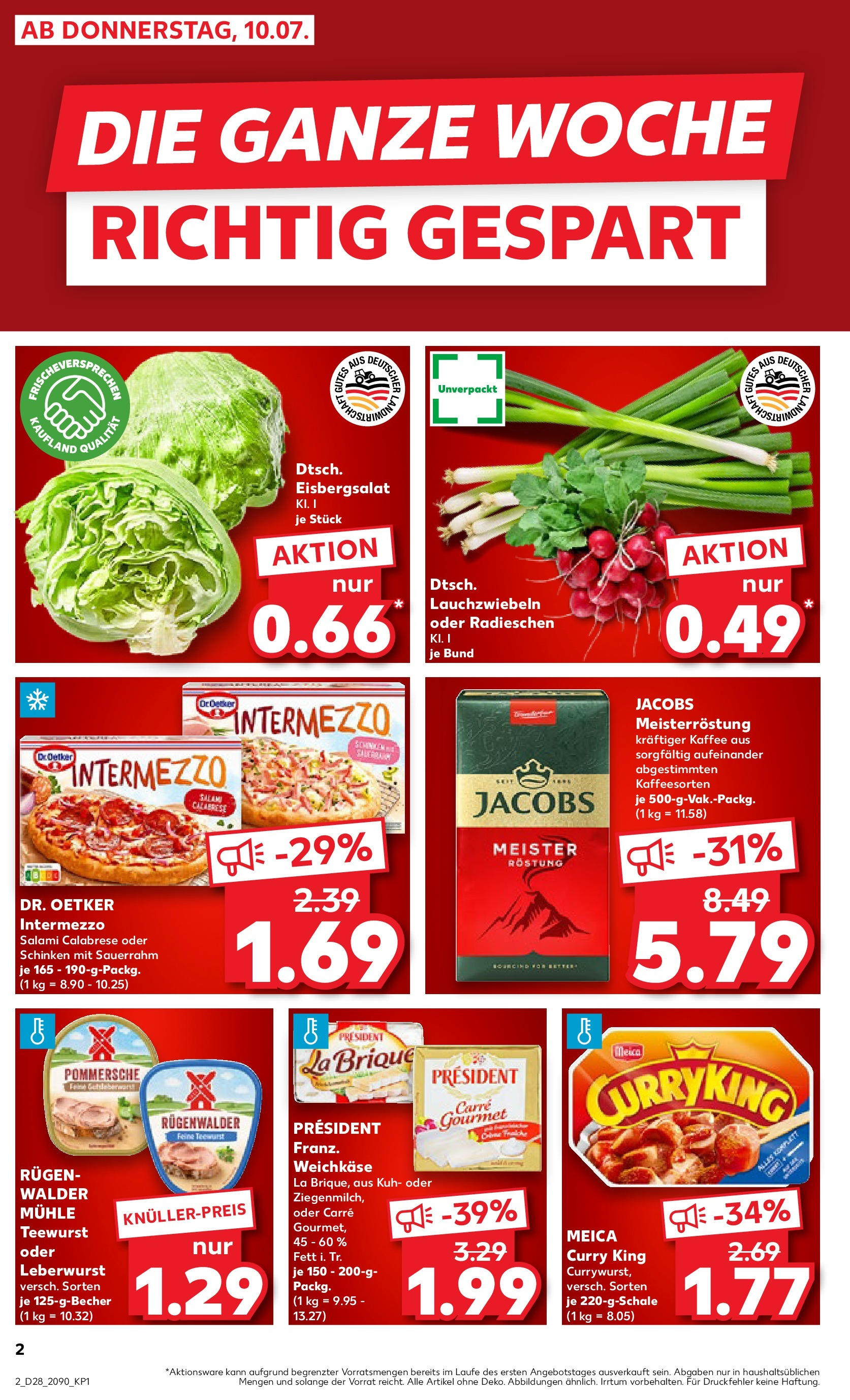 Prospekt Kaufland ab 09.07.2025 » Angebote Online zum Blättern | Seite: 2 | Produkte: Kaffee, Salami, Schinken, Pizza