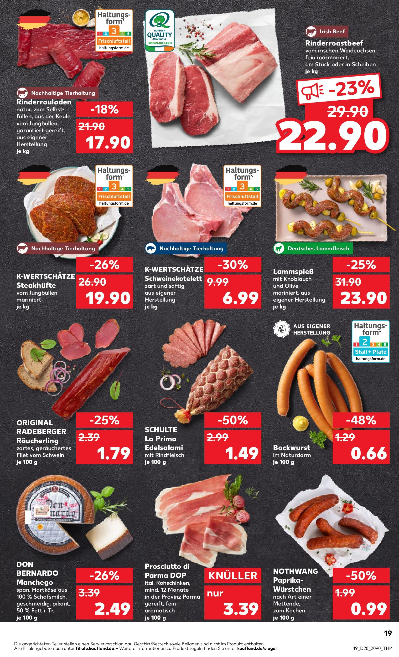 Prospekt Kaufland ab 09.07.2025 » Angebote Online zum Blättern | Seite: 19 | Produkte: Rinderrouladen, Bockwurst, Knoblauch, Rindfleisch