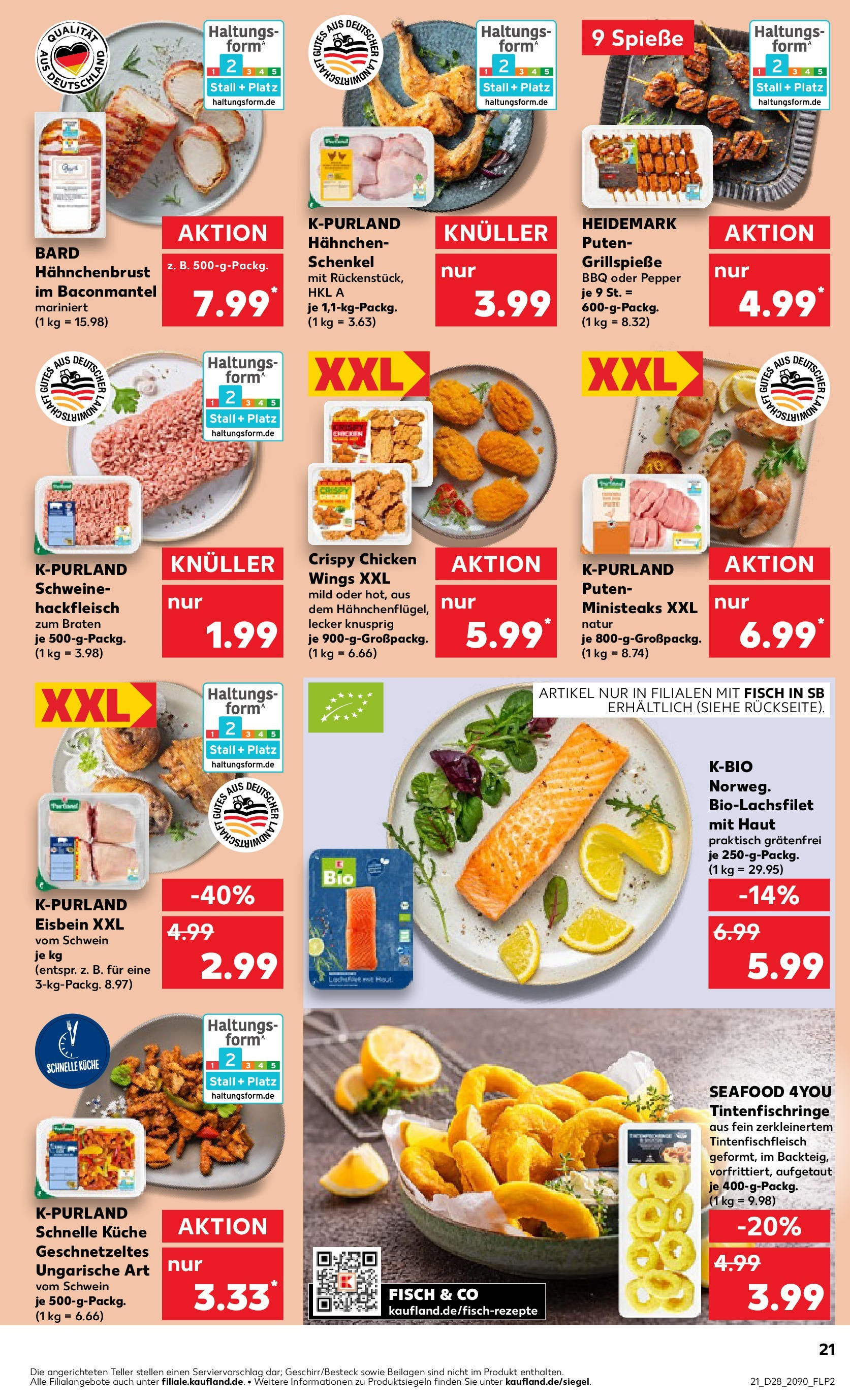 Prospekt Kaufland ab 09.07.2025 » Angebote Online zum Blättern | Seite: 21 | Produkte: Hahnchen, Küche, Hackfleisch, Hahnchenbrust