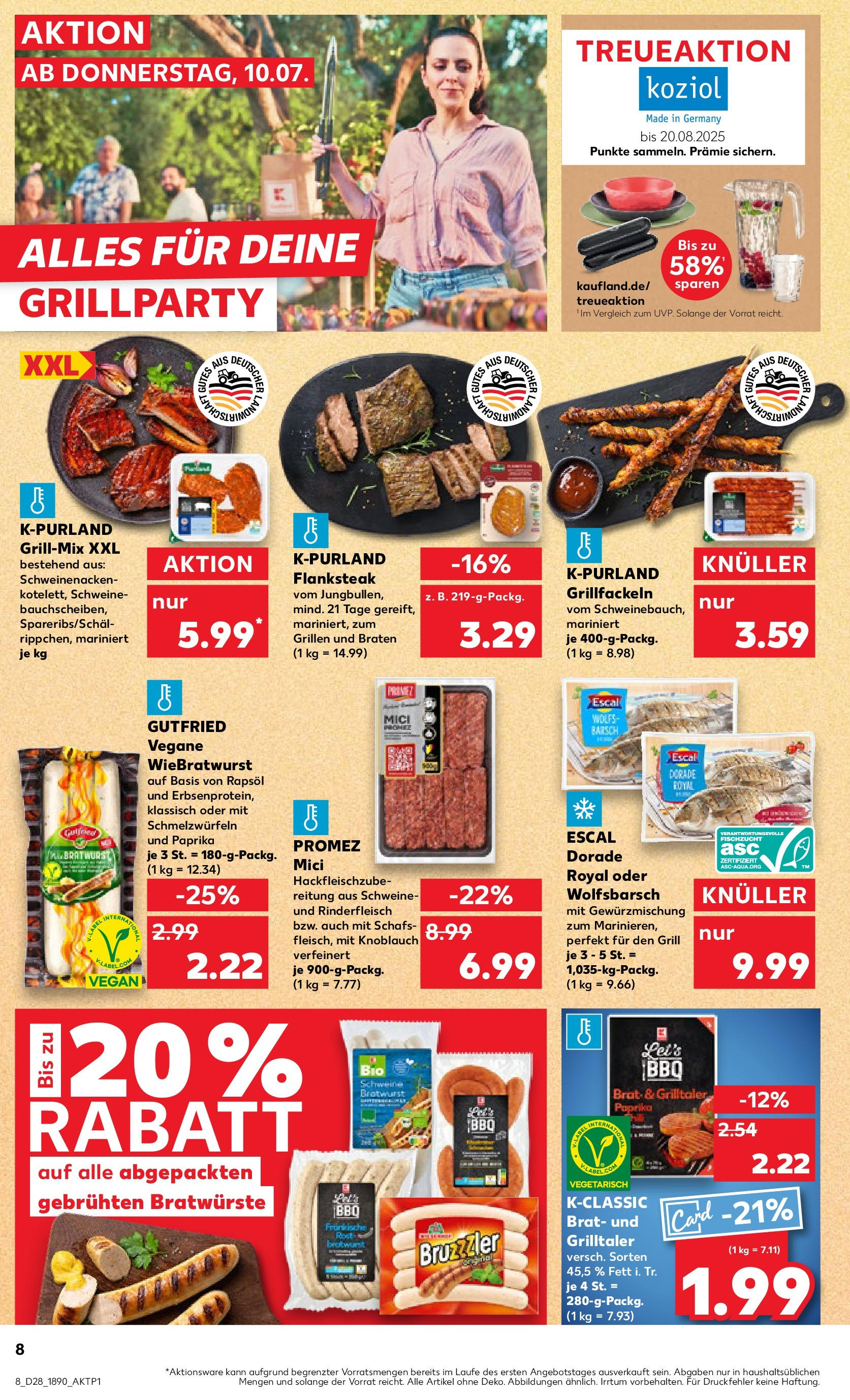 Prospekt Kaufland ab 09.07.2025 » Angebote Online zum Blättern | Seite: 8 | Produkte: Dorade, Grill, Rapsöl, Paprika