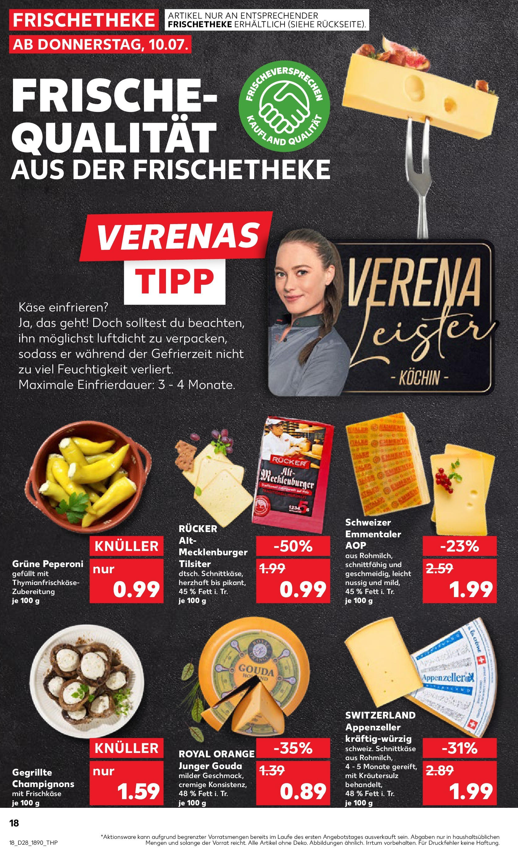 Prospekt Kaufland ab 09.07.2025 » Angebote Online zum Blättern | Seite: 18 | Produkte: Käse, Gouda, Champignons, Frischkase