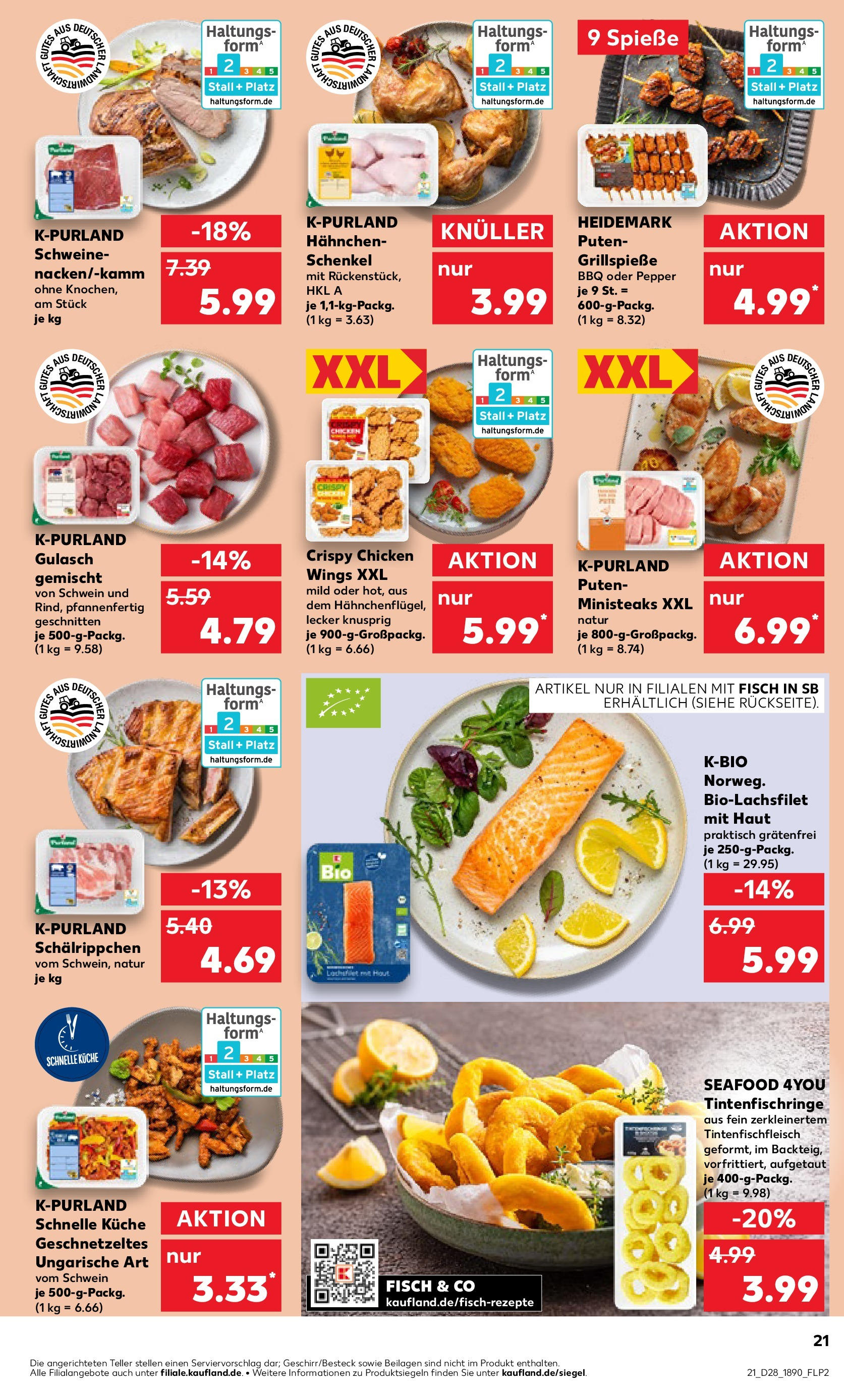 Prospekt Kaufland ab 09.07.2025 » Angebote Online zum Blättern | Seite: 21 | Produkte: Hahnchen, Küche, Fisch, Gulasch
