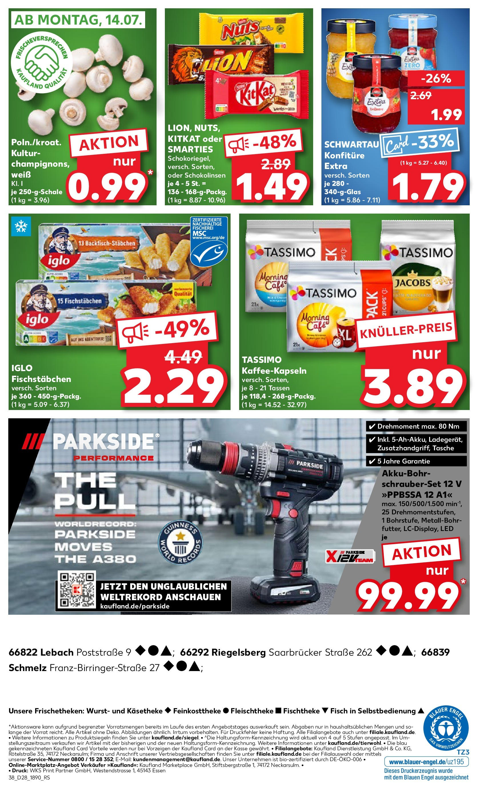 Prospekt Kaufland ab 09.07.2025 » Angebote Online zum Blättern | Seite: 38 | Produkte: Tasche, Iglo, Smarties, Tassimo