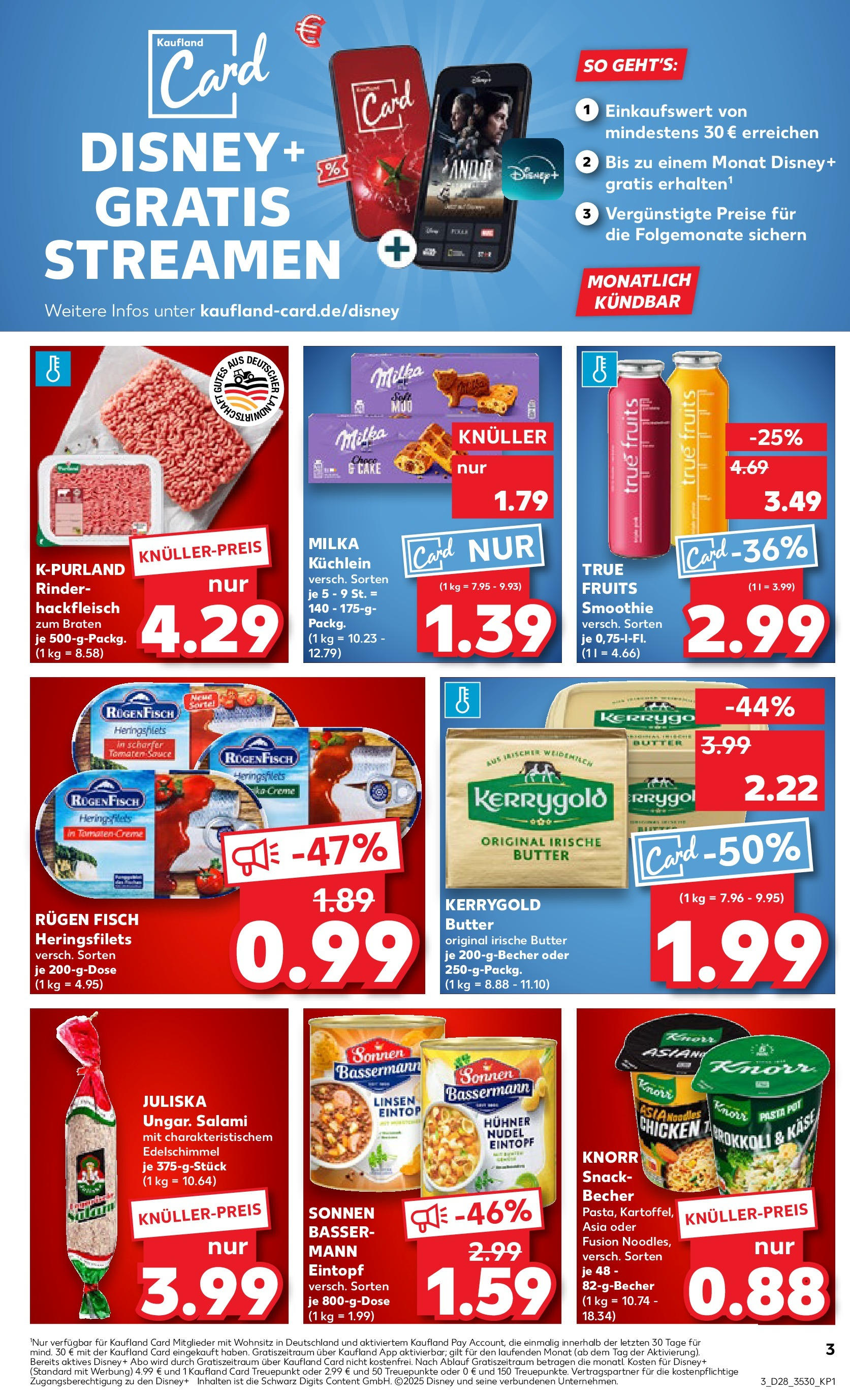 Prospekt Kaufland ab 09.07.2025 » Angebote Online zum Blättern | Seite: 3 | Produkte: Milka, Fisch, Pasta, Hackfleisch