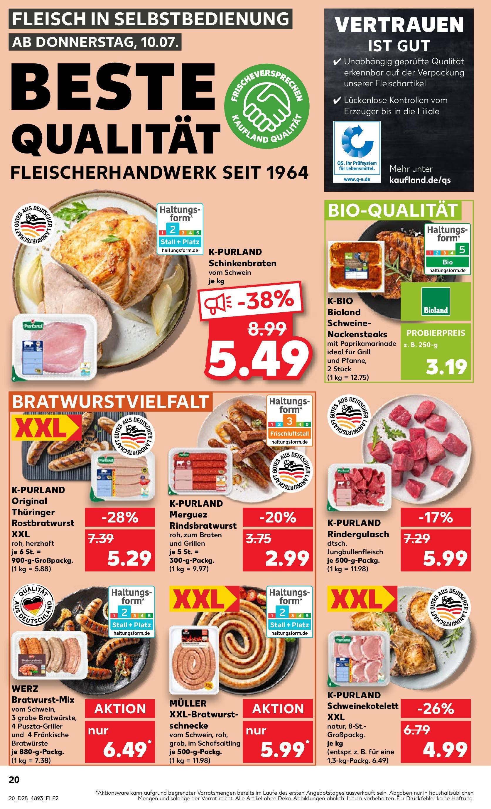 Prospekt Kaufland ab 09.07.2025 » Angebote Online zum Blättern | Seite: 20 | Produkte: Nackensteaks, Grill, Rindergulasch, Fleisch