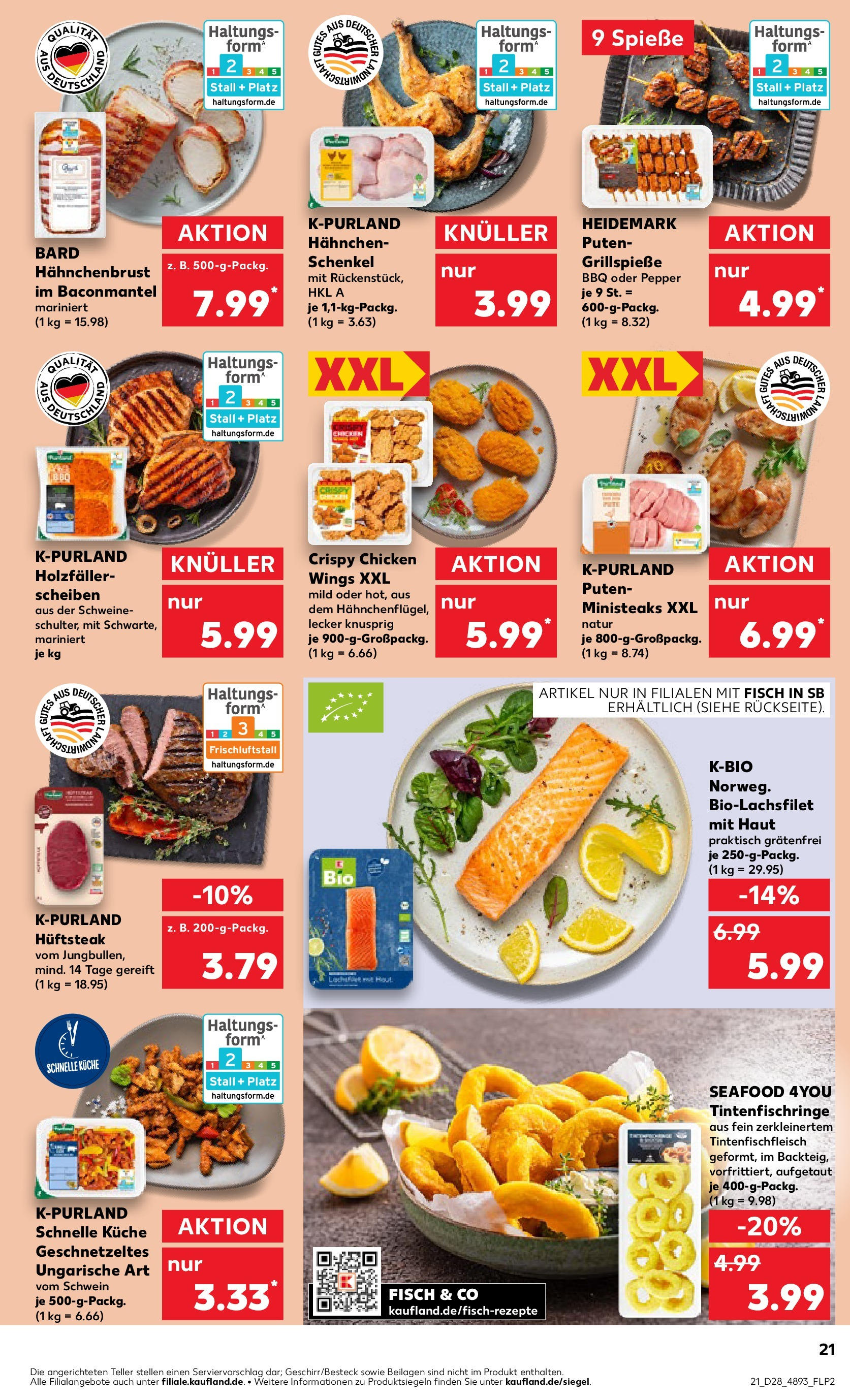 Prospekt Kaufland ab 09.07.2025 » Angebote Online zum Blättern | Seite: 21 | Produkte: Hahnchen, Küche, Spieße, Fisch