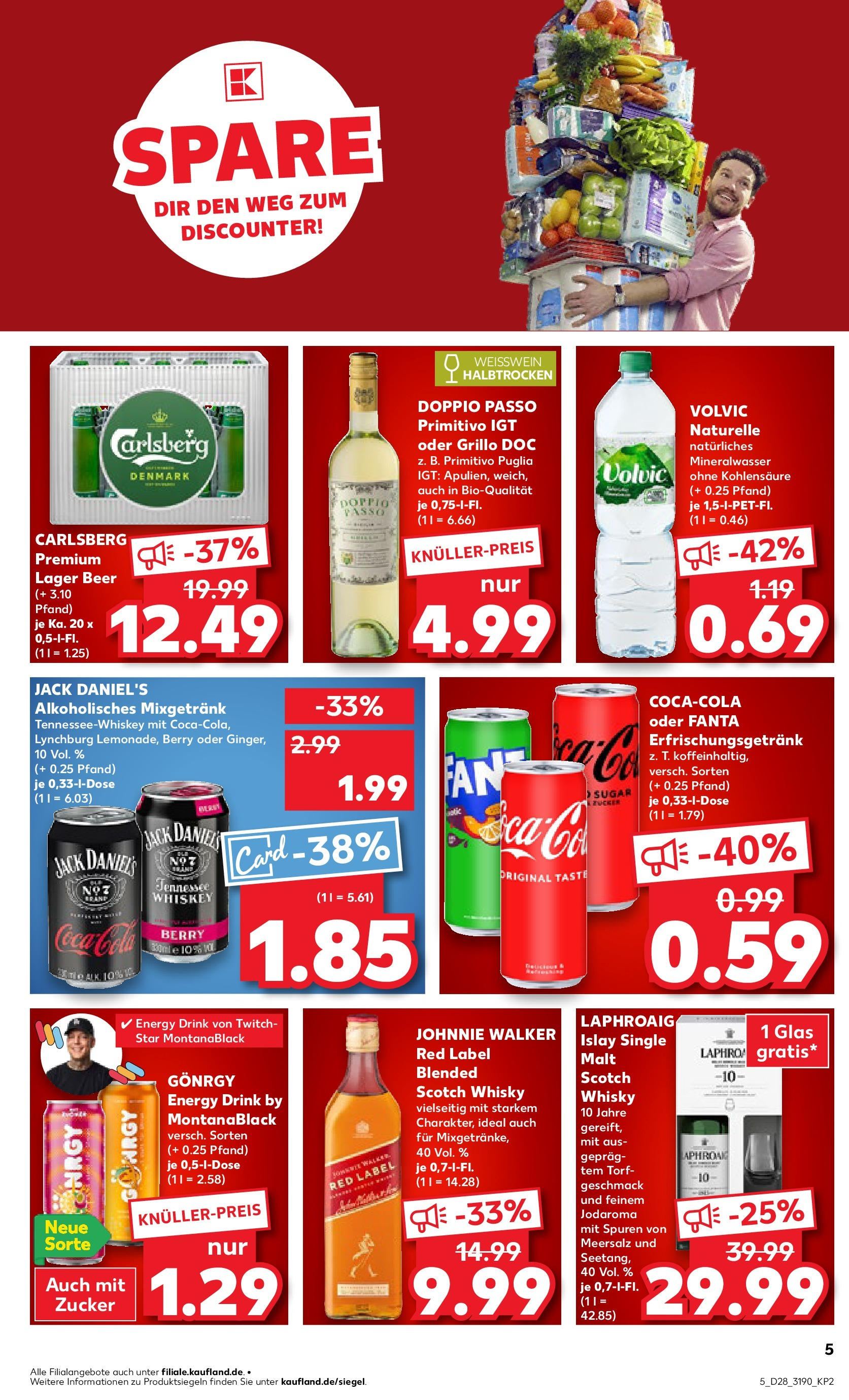 Prospekt Kaufland ab 09.07.2025 » Angebote Online zum Blättern | Seite: 5 | Produkte: Fanta, Carlsberg, Jack Daniel's, Mineralwasser